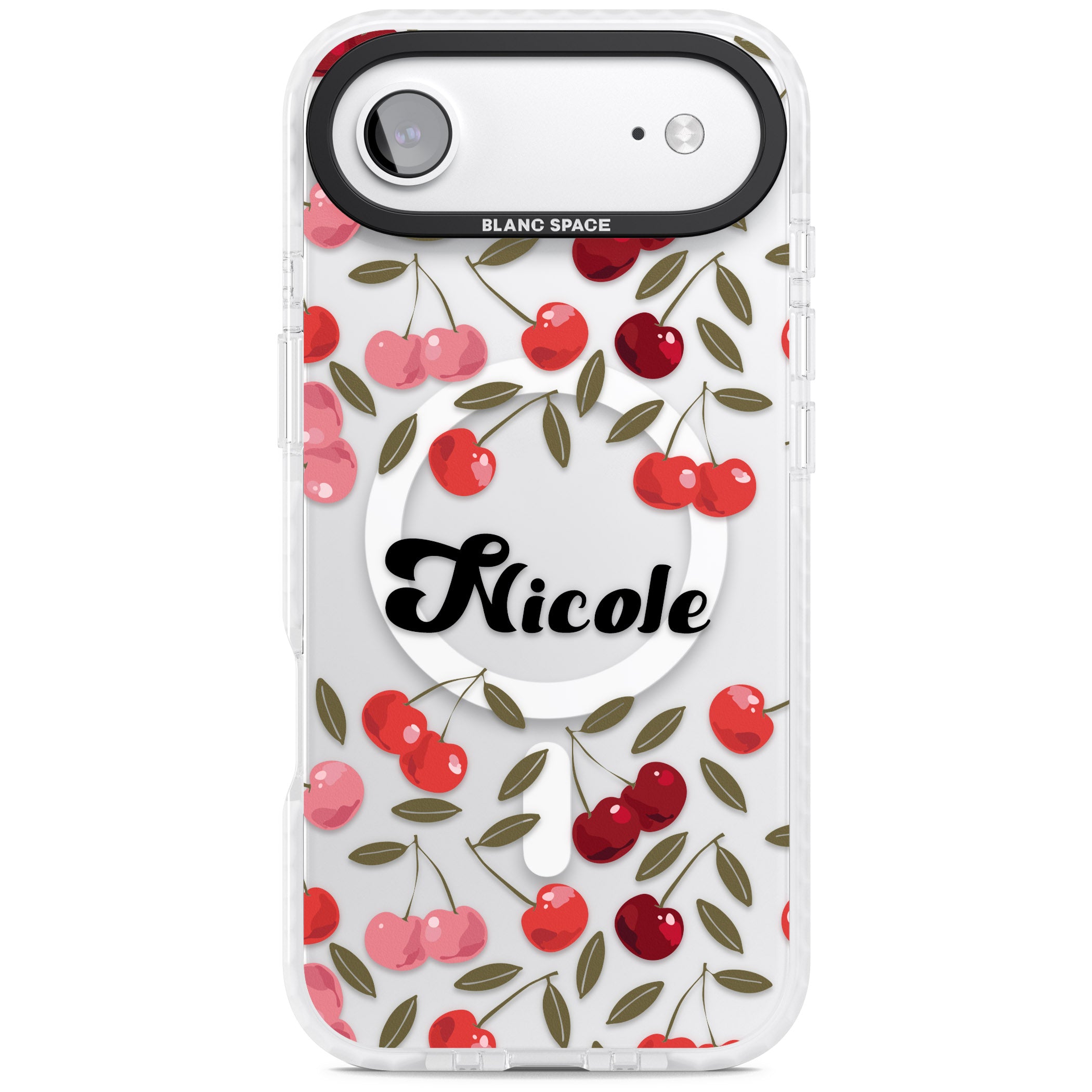 Personalised Cherry Pattern iPhone 17 Air Impact Pro Clear Phone Case