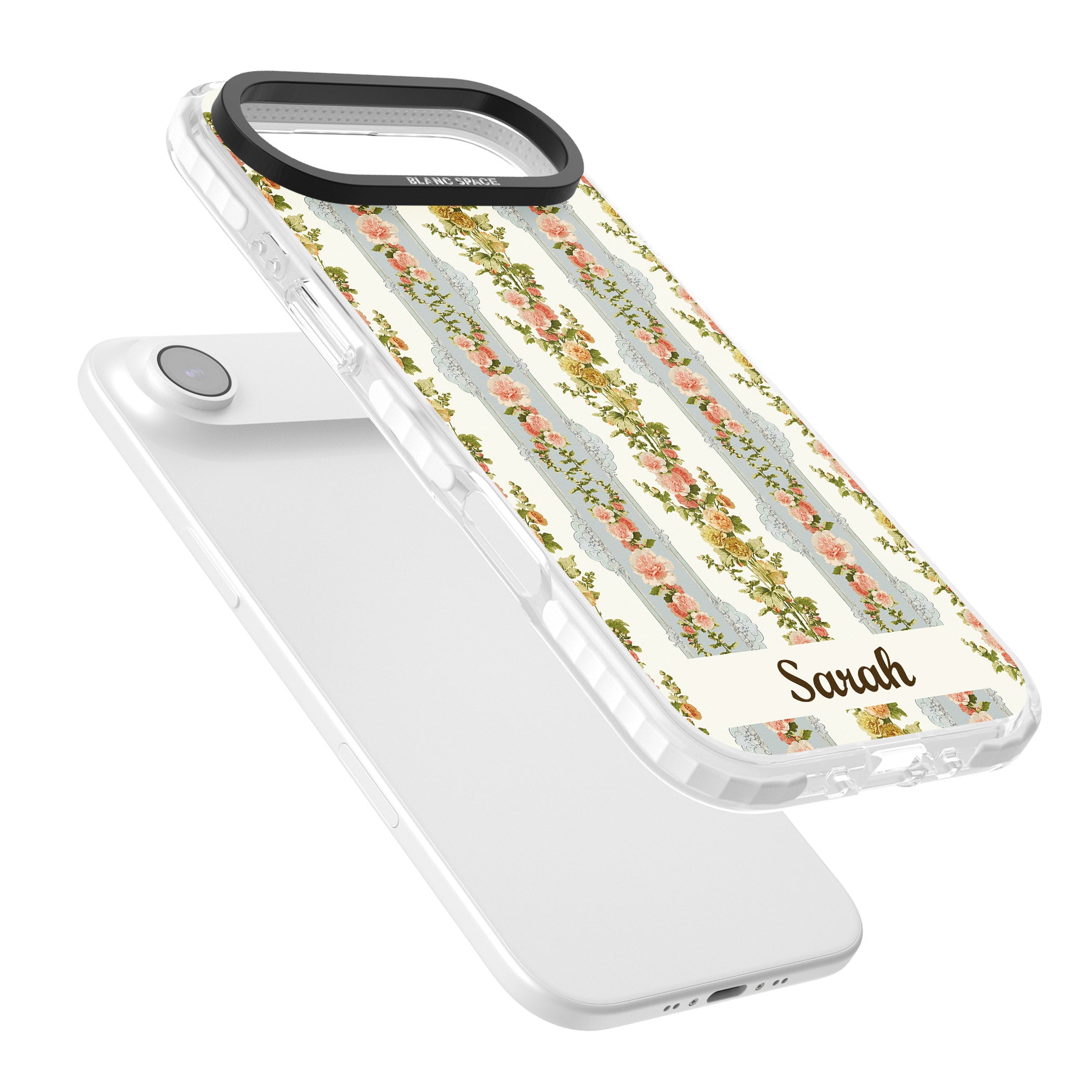 Personalised Vintage Floral Stripes iPhone 17 Air Impact Pro Clear Phone Case Colours