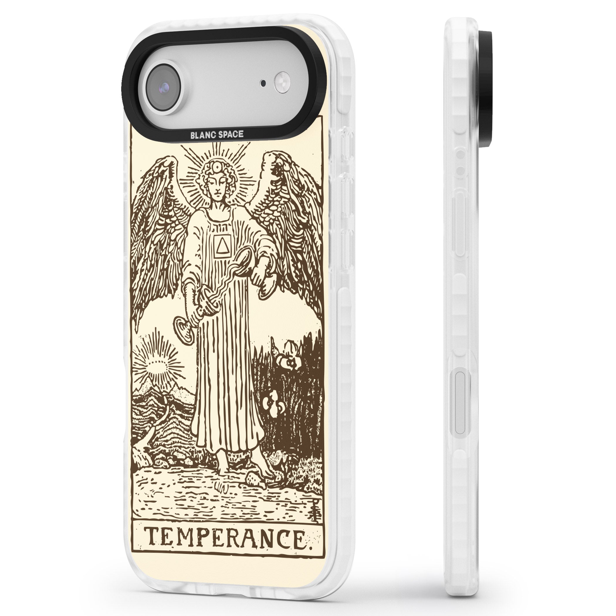Personalised Temperance Tarot Card (Cream) iPhone 17 Air Impact Pro Clear Phone Case Side Profile