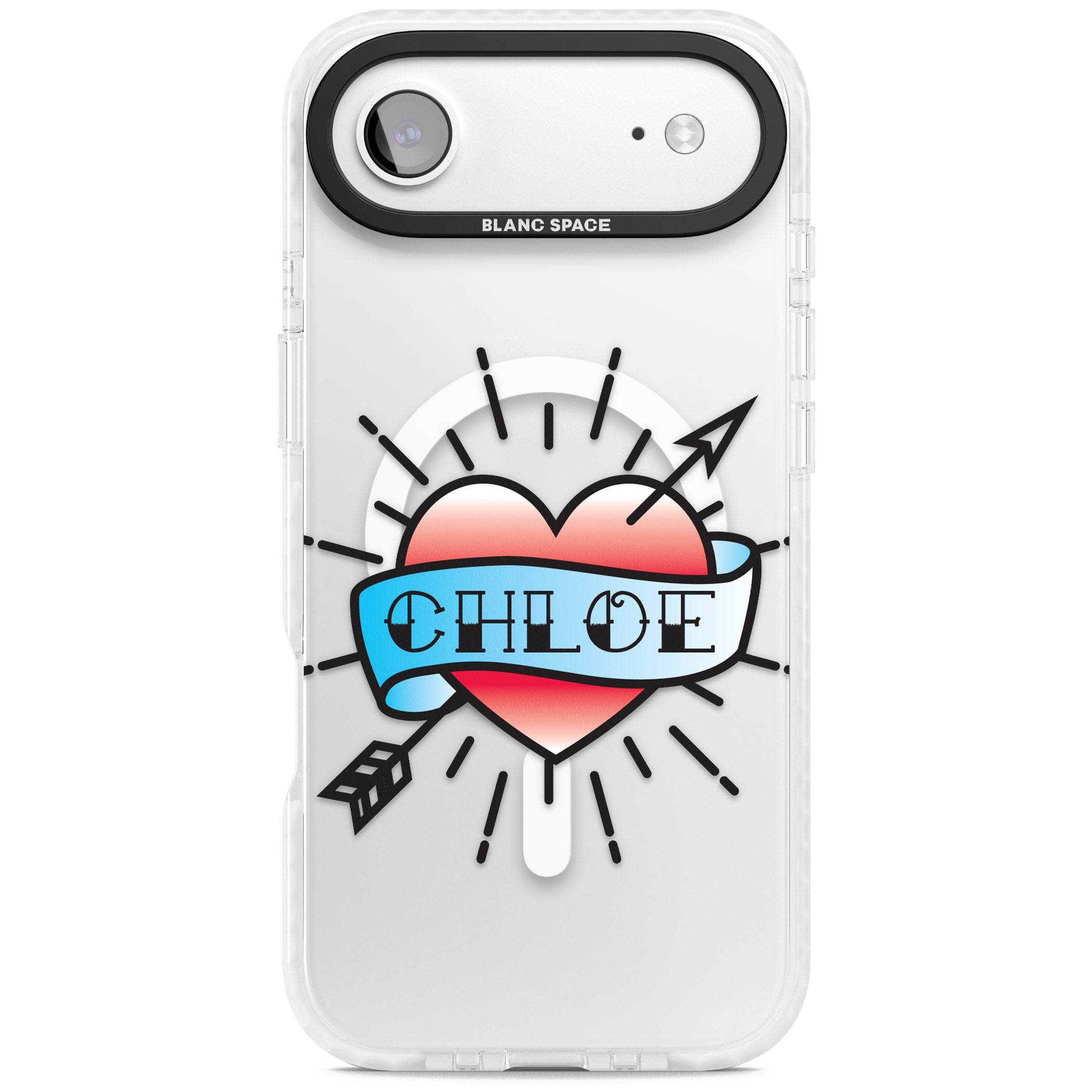 Personalised Heart Tattoo iPhone 17 Air Impact Pro Clear Phone Case