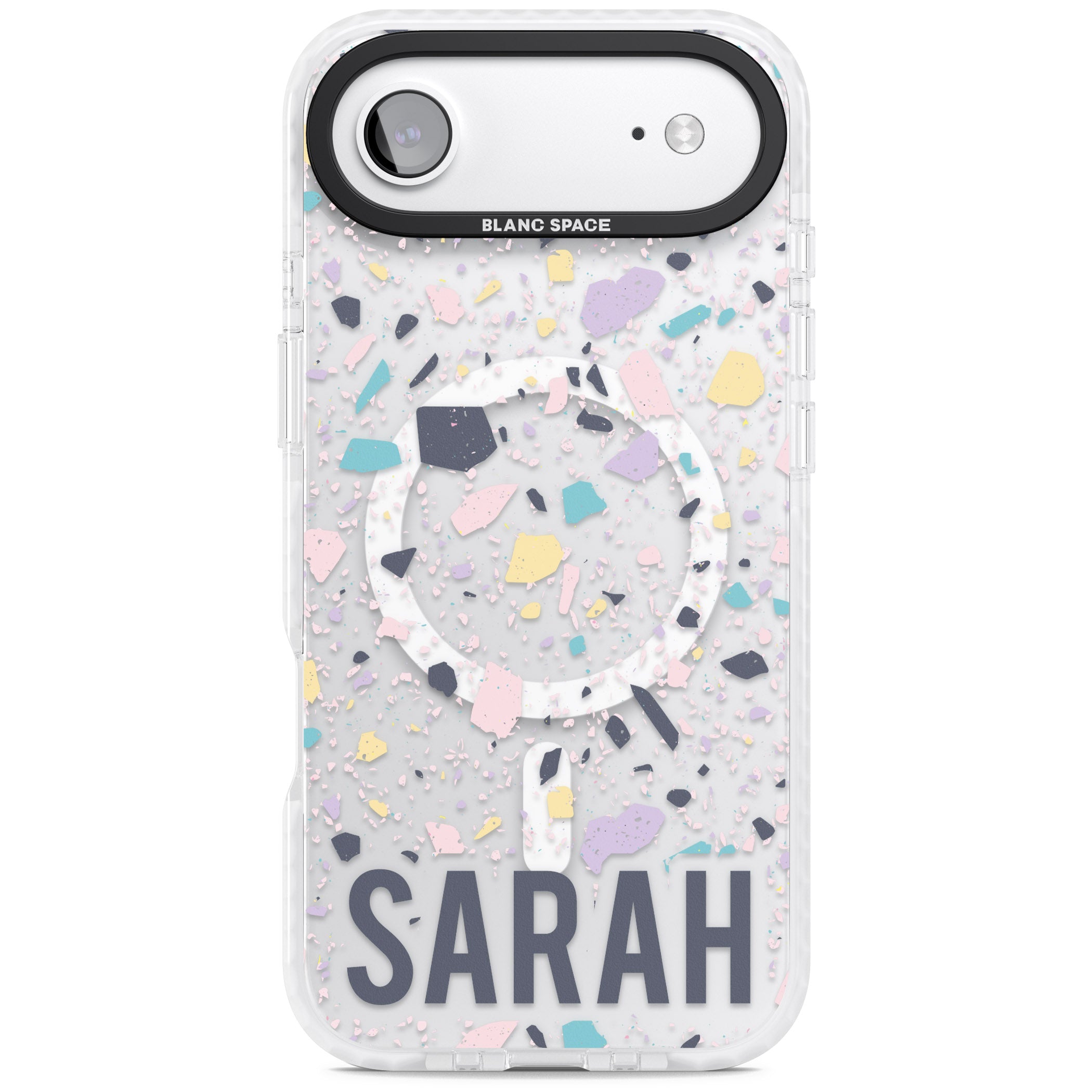 Personalised Pastel Terrazzo iPhone 17 Air Impact Pro Clear Phone Case
