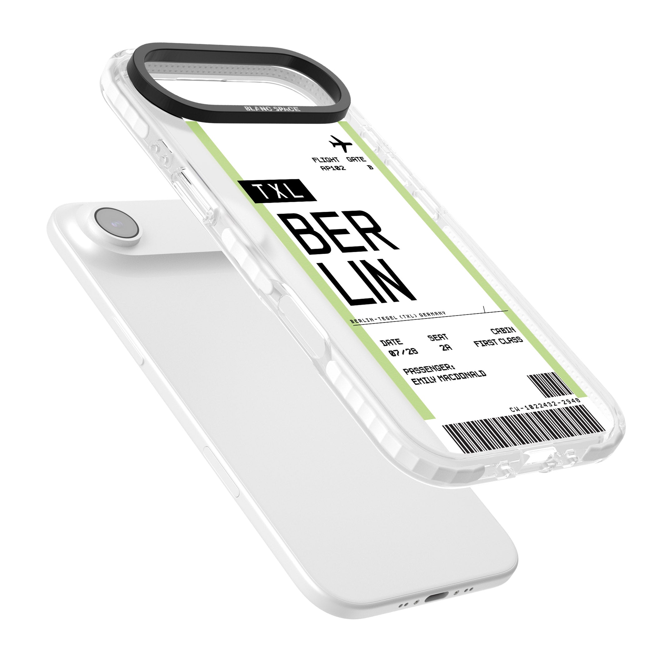 Personalised Berlin Boarding Pass iPhone 17 Air Impact Pro Clear Phone Case Colours