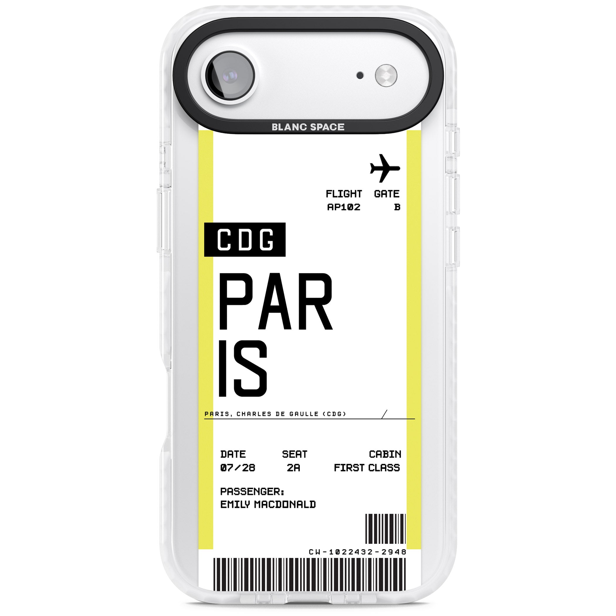Personalised Paris Boarding Pass iPhone 17 Air Impact Pro Clear Phone Case