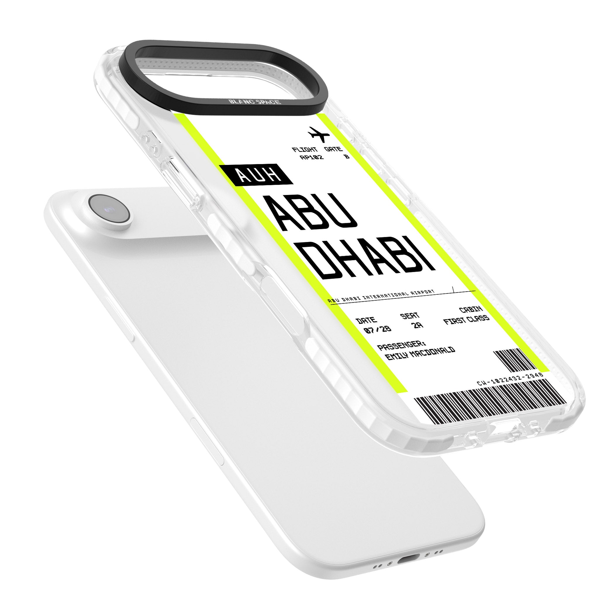 Personalised Abu Dhabi Boarding Pass iPhone 17 Air Impact Pro Clear Phone Case Colours
