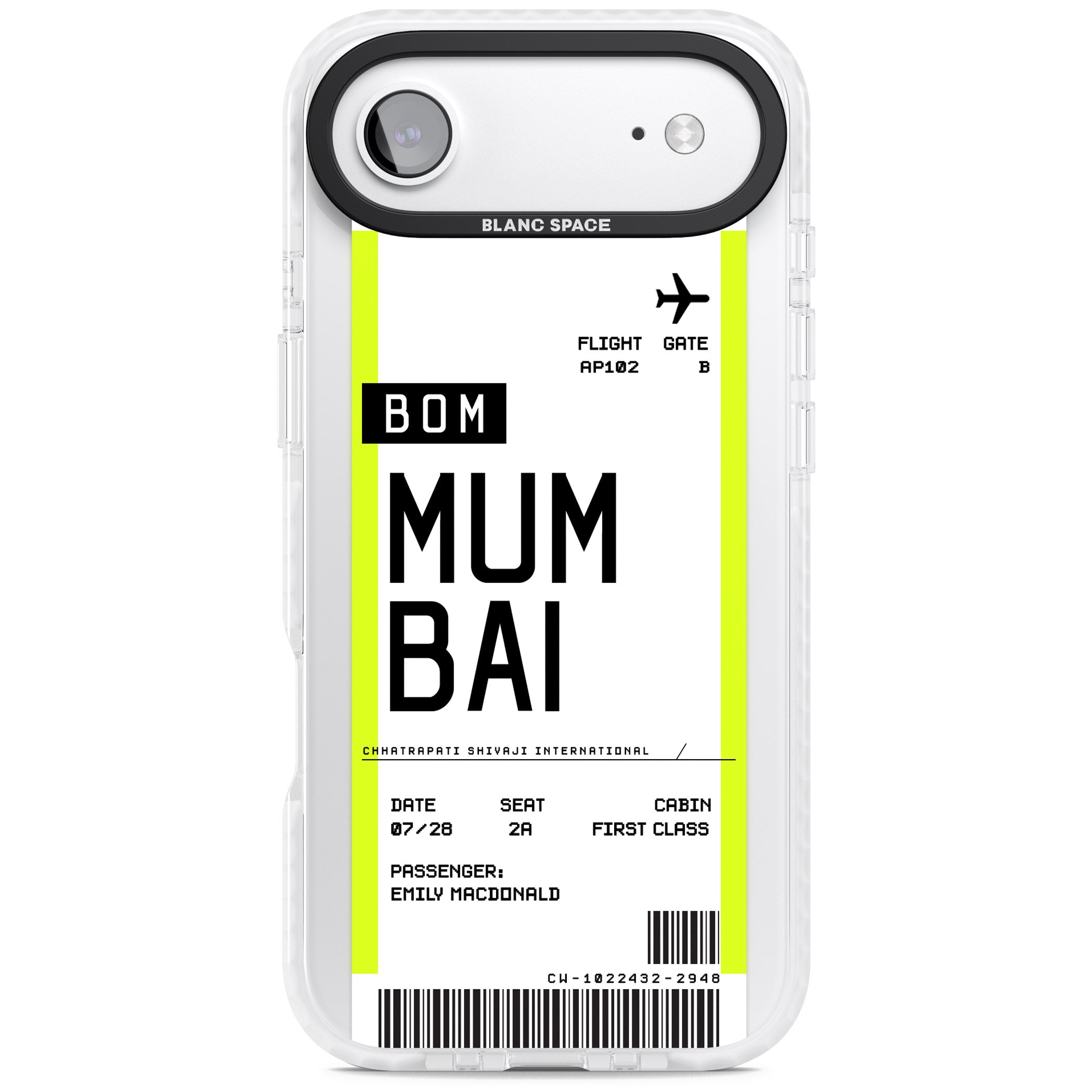 Personalised Mumbai Boarding Pass iPhone 17 Air Impact Pro Clear Phone Case