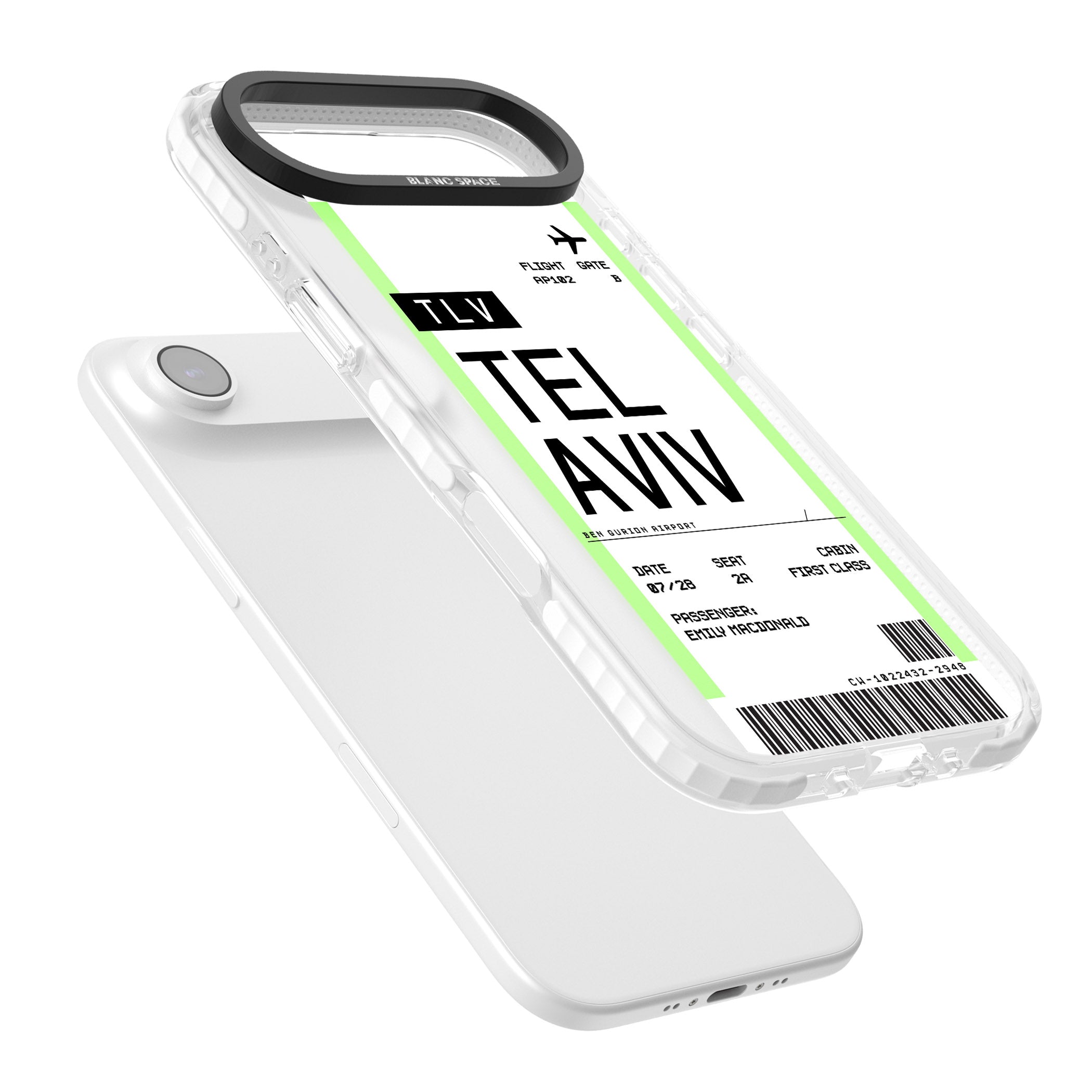 Personalised Tel Aviv Boarding Pass iPhone 17 Air Impact Pro Clear Phone Case Colours
