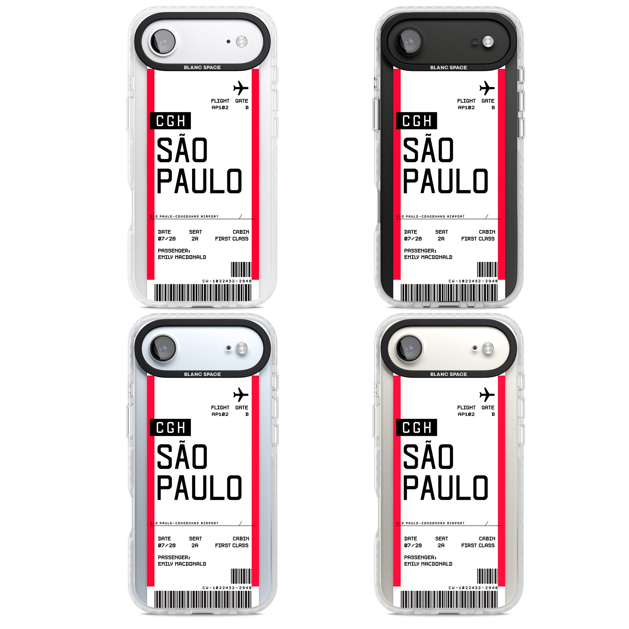 Personalised São Paulo Boarding Pass iPhone 17 Air Impact Pro Clear Phone Case APT Impact Protection