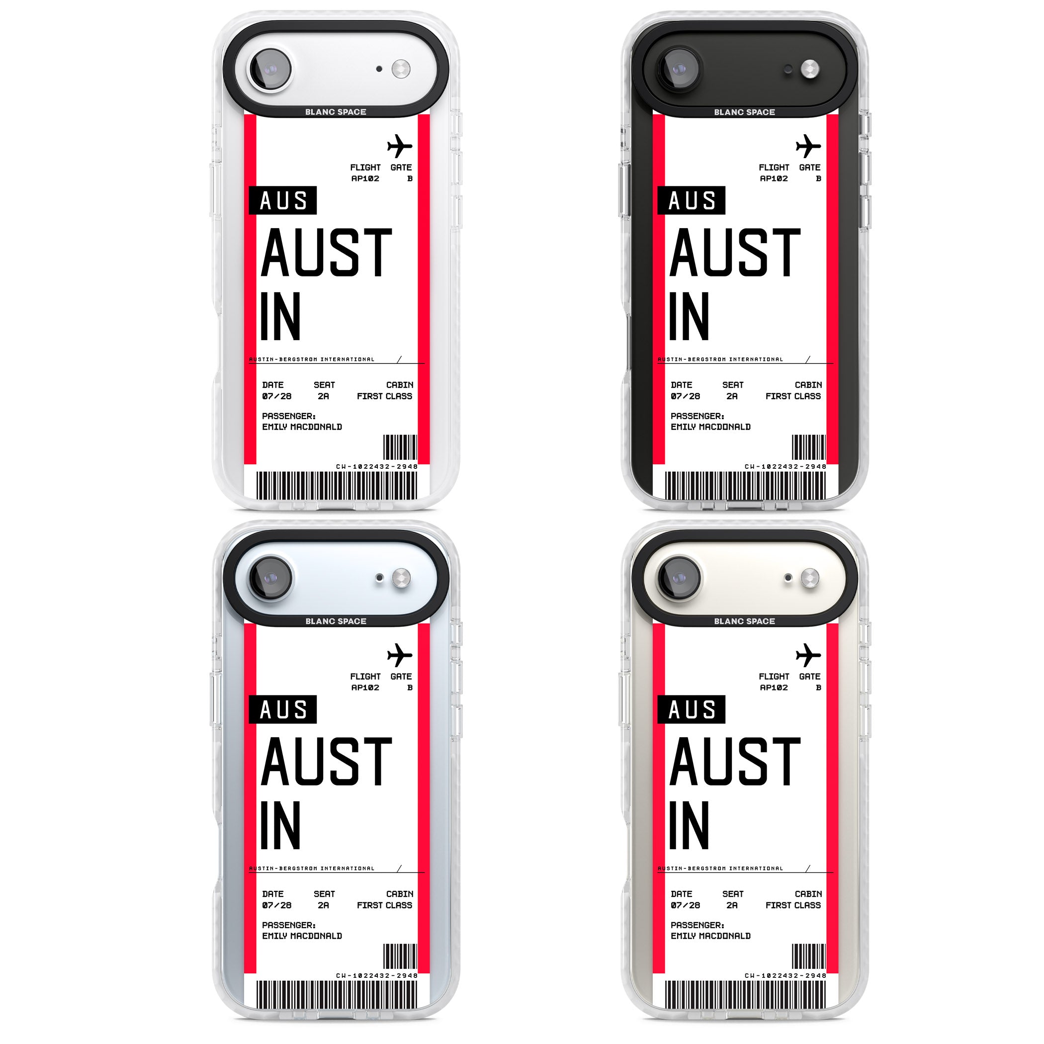Personalised Austin Boarding Pass iPhone 17 Air Impact Pro Clear Phone Case APT Impact Protection