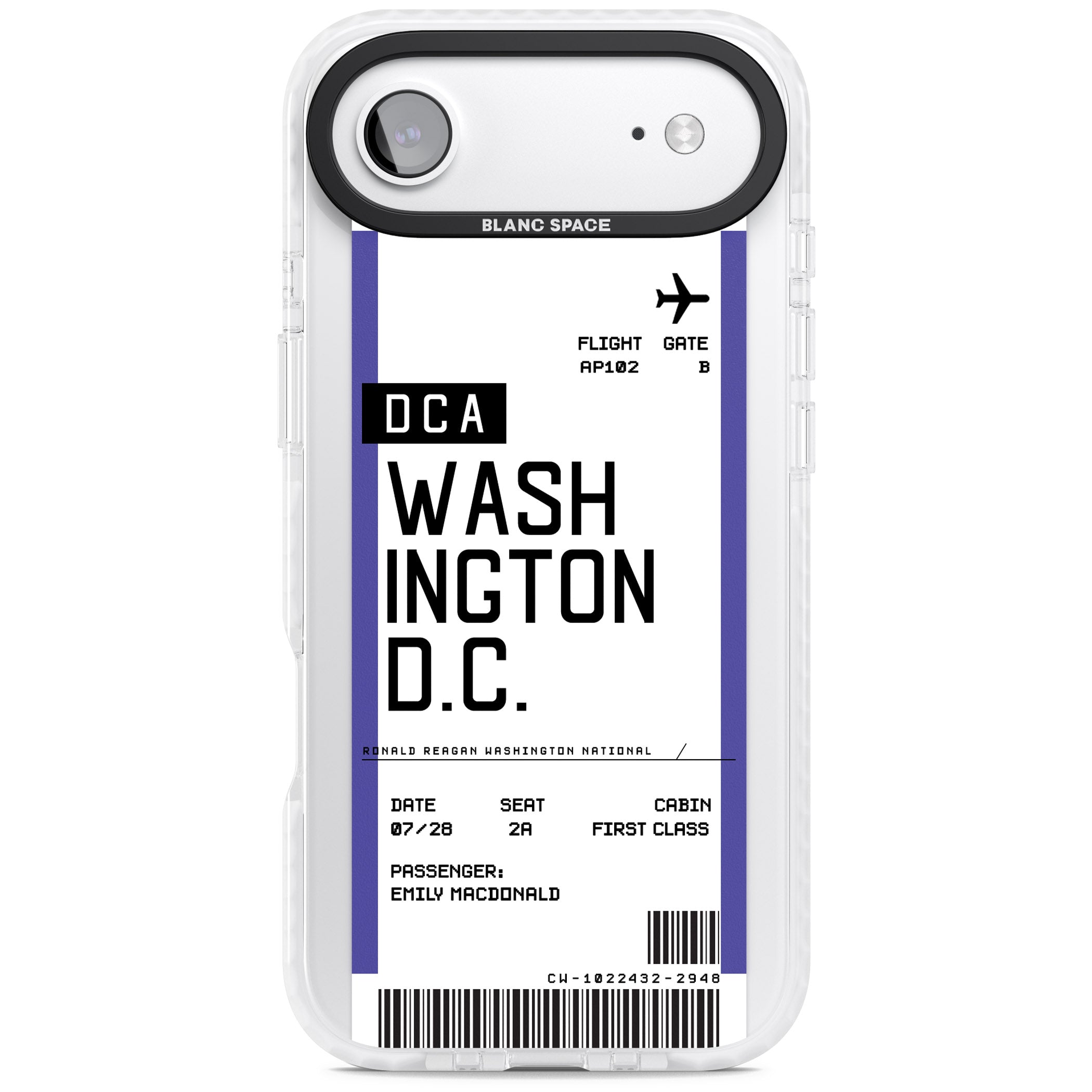 Personalised Washington D.C. Boarding Pass iPhone 17 Air Impact Pro Clear Phone Case