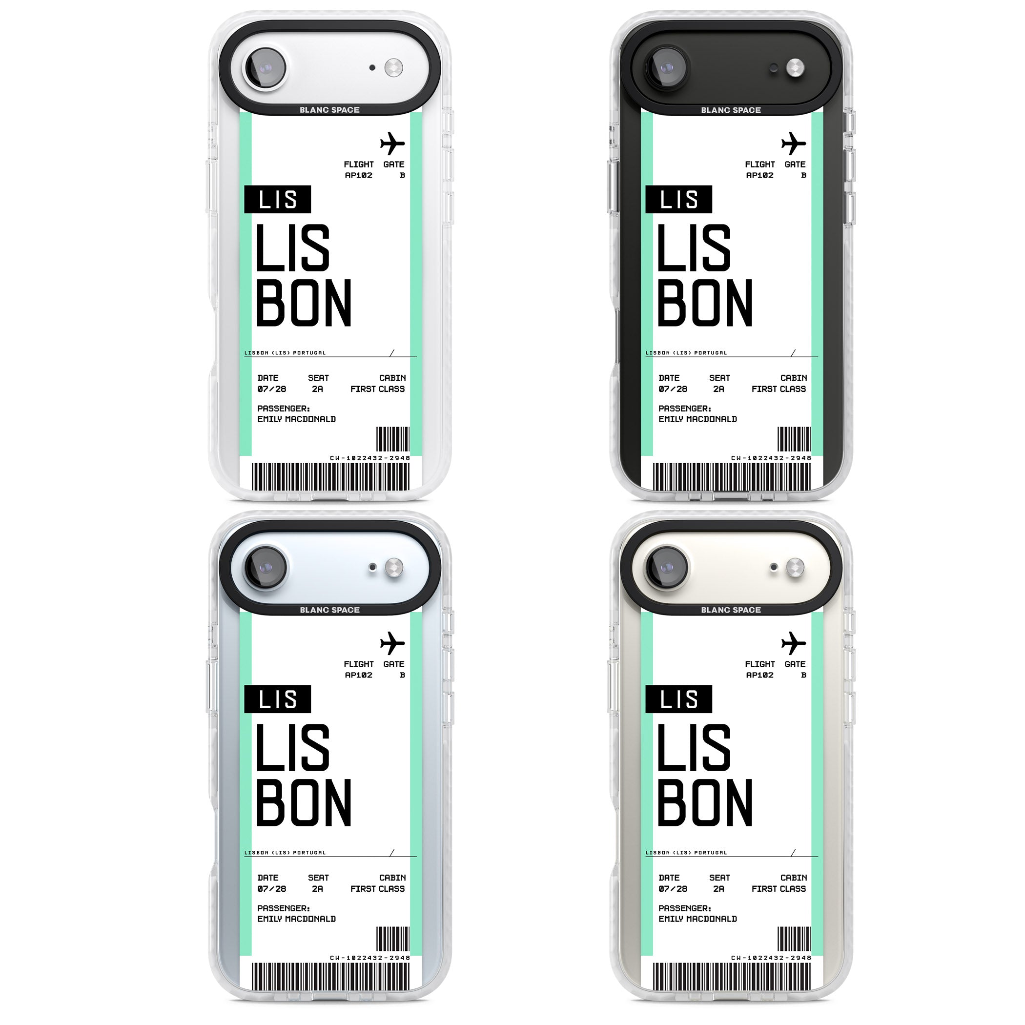 Personalised Lisbon Boarding Pass iPhone 17 Air Impact Pro Clear Phone Case APT Impact Protection