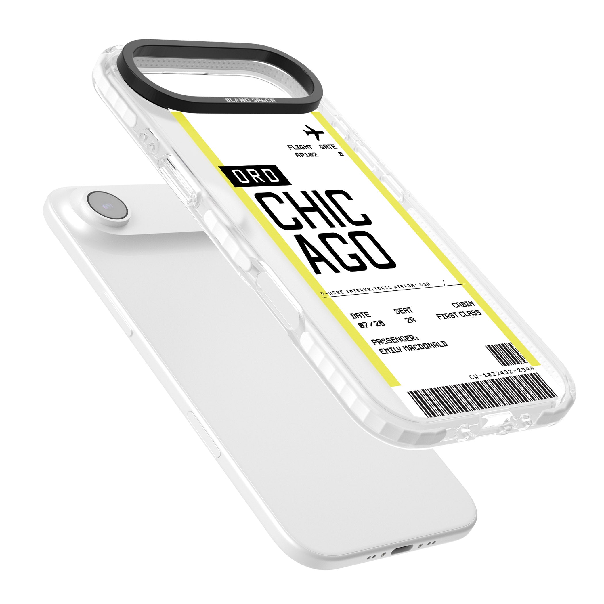 Personalised Chicago Boarding Pass iPhone 17 Air Impact Pro Clear Phone Case Colours