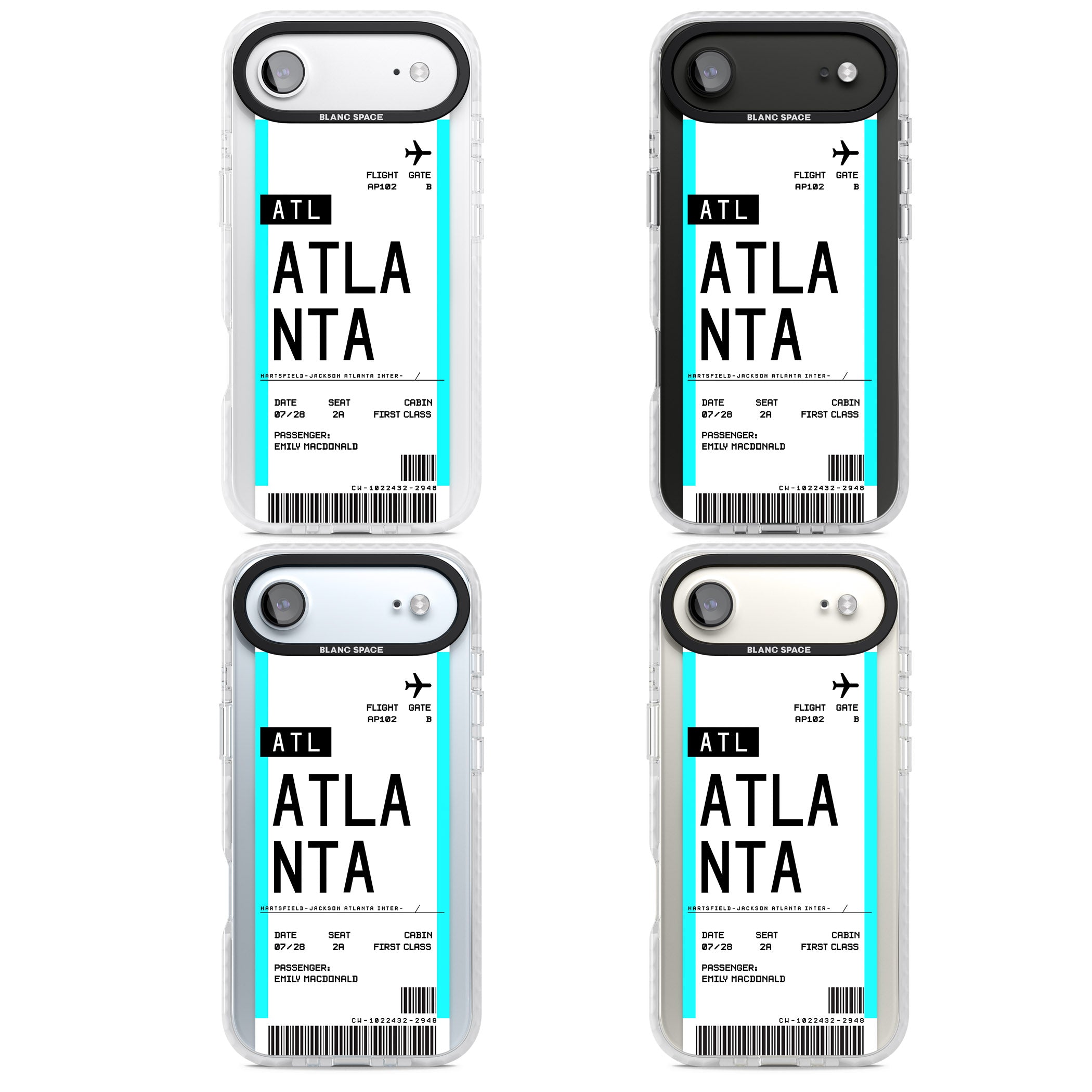 Personalised Atlanta Boarding Pass iPhone 17 Air Impact Pro Clear Phone Case APT Impact Protection