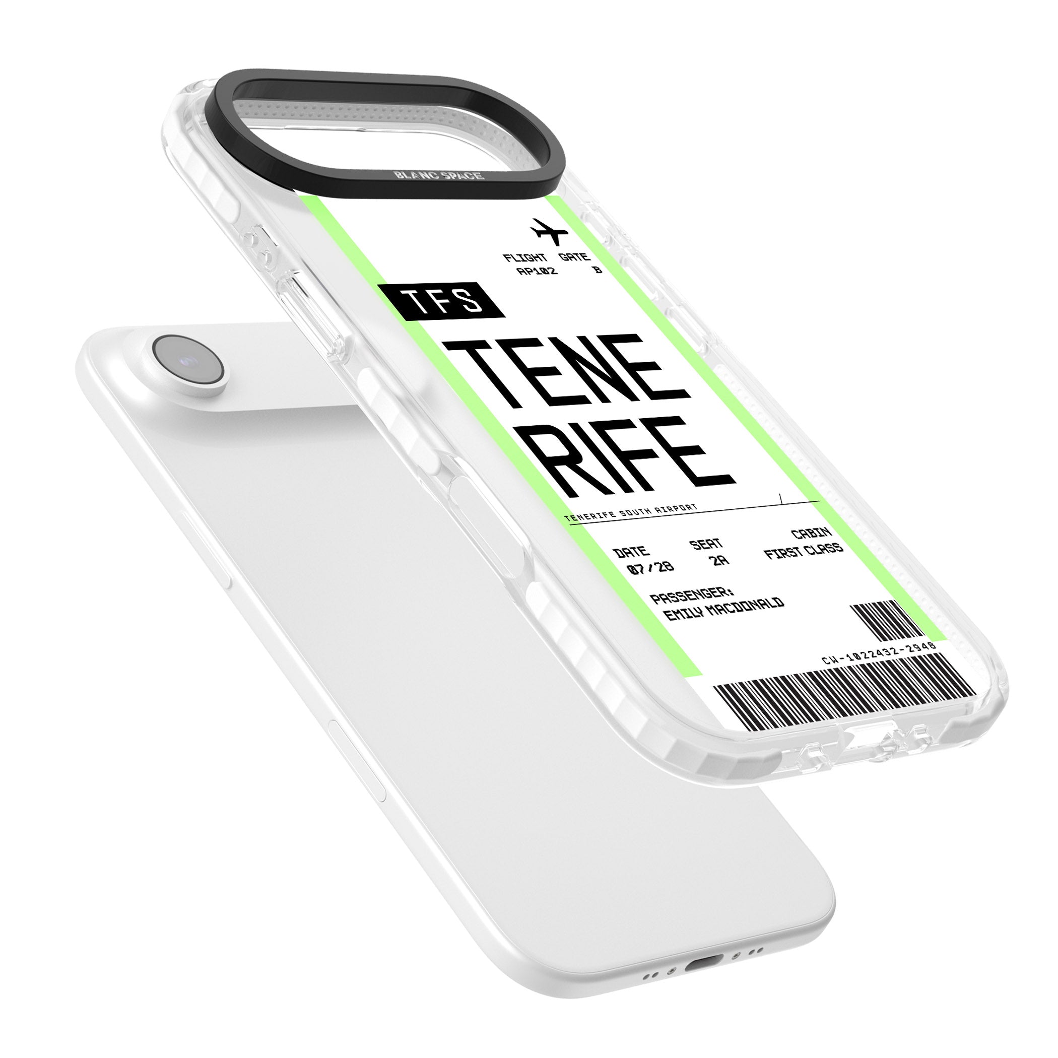 Personalised Tenerife Boarding Pass iPhone 17 Air Impact Pro Clear Phone Case Colours