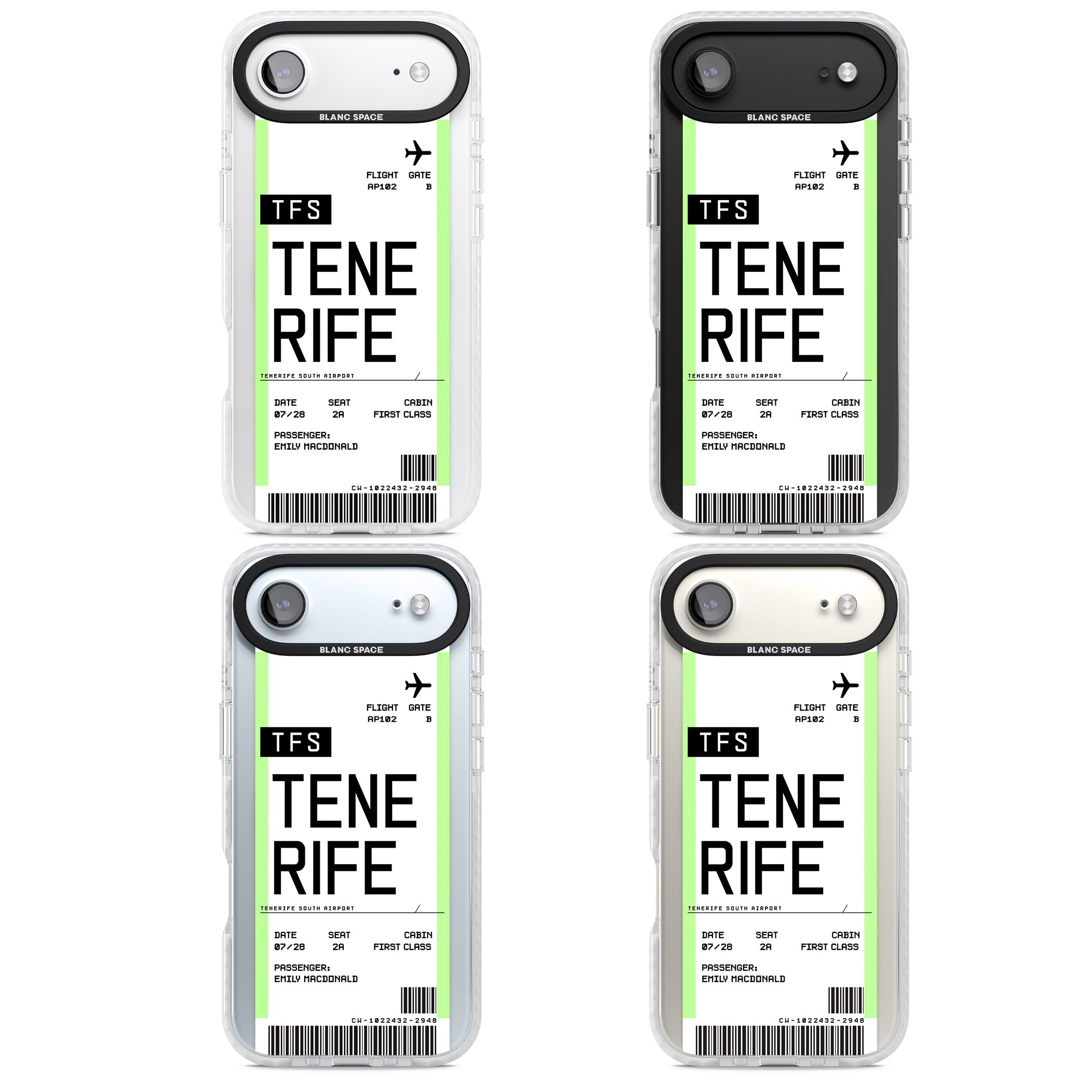 Personalised Tenerife Boarding Pass iPhone 17 Air Impact Pro Clear Phone Case APT Impact Protection