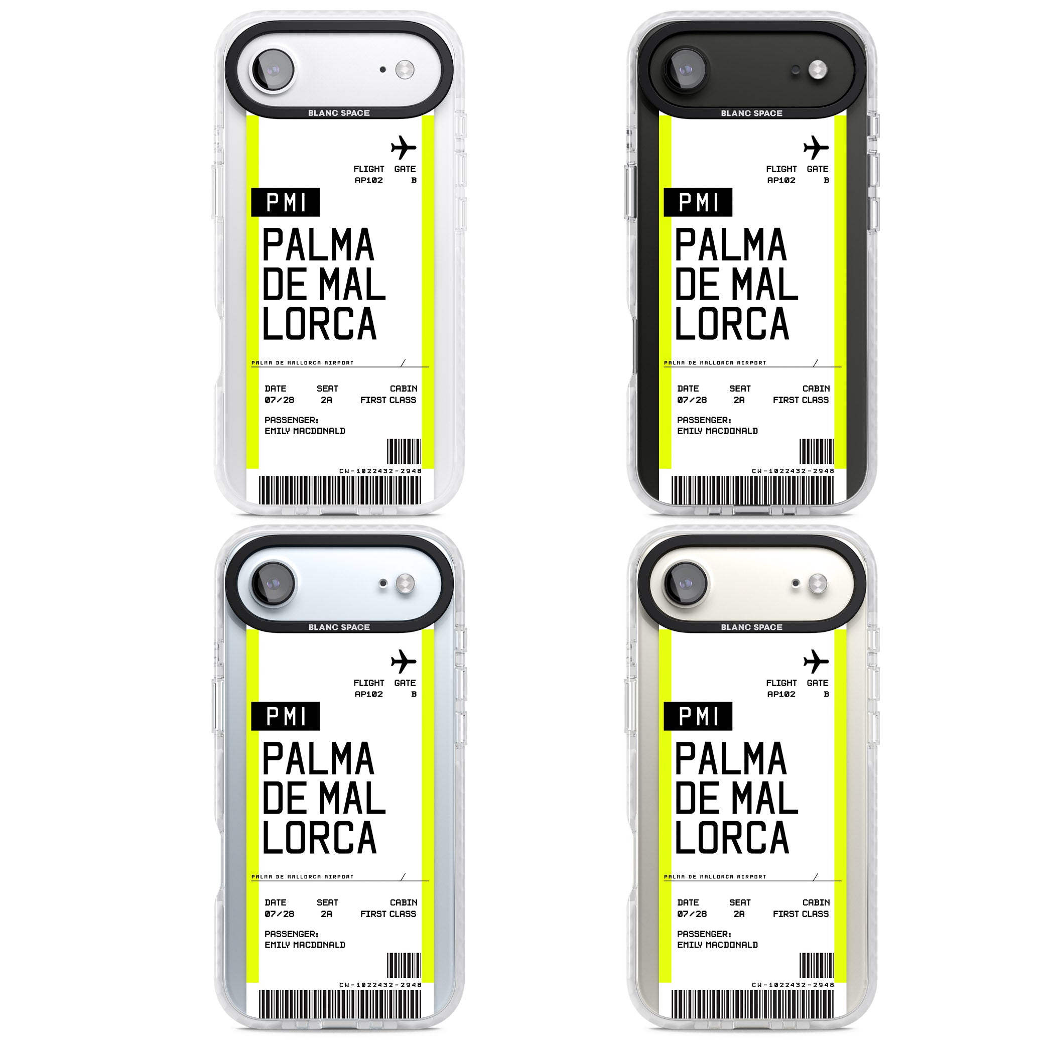 Personalised Palma De Mallorca Boarding Pass iPhone 17 Air Impact Pro Clear Phone Case APT Impact Protection