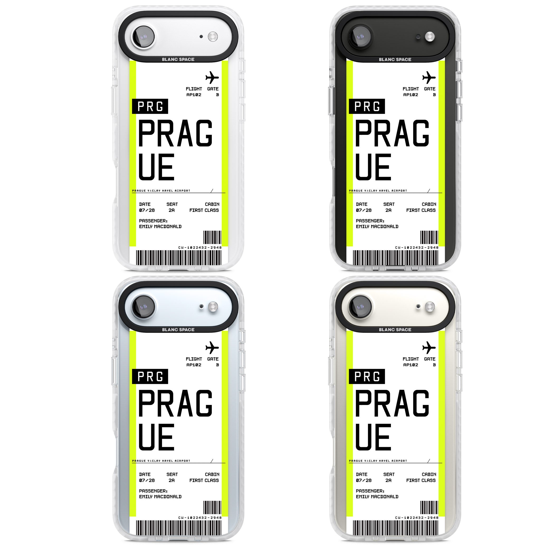 Personalised Prague Boarding Pass iPhone 17 Air Impact Pro Clear Phone Case APT Impact Protection