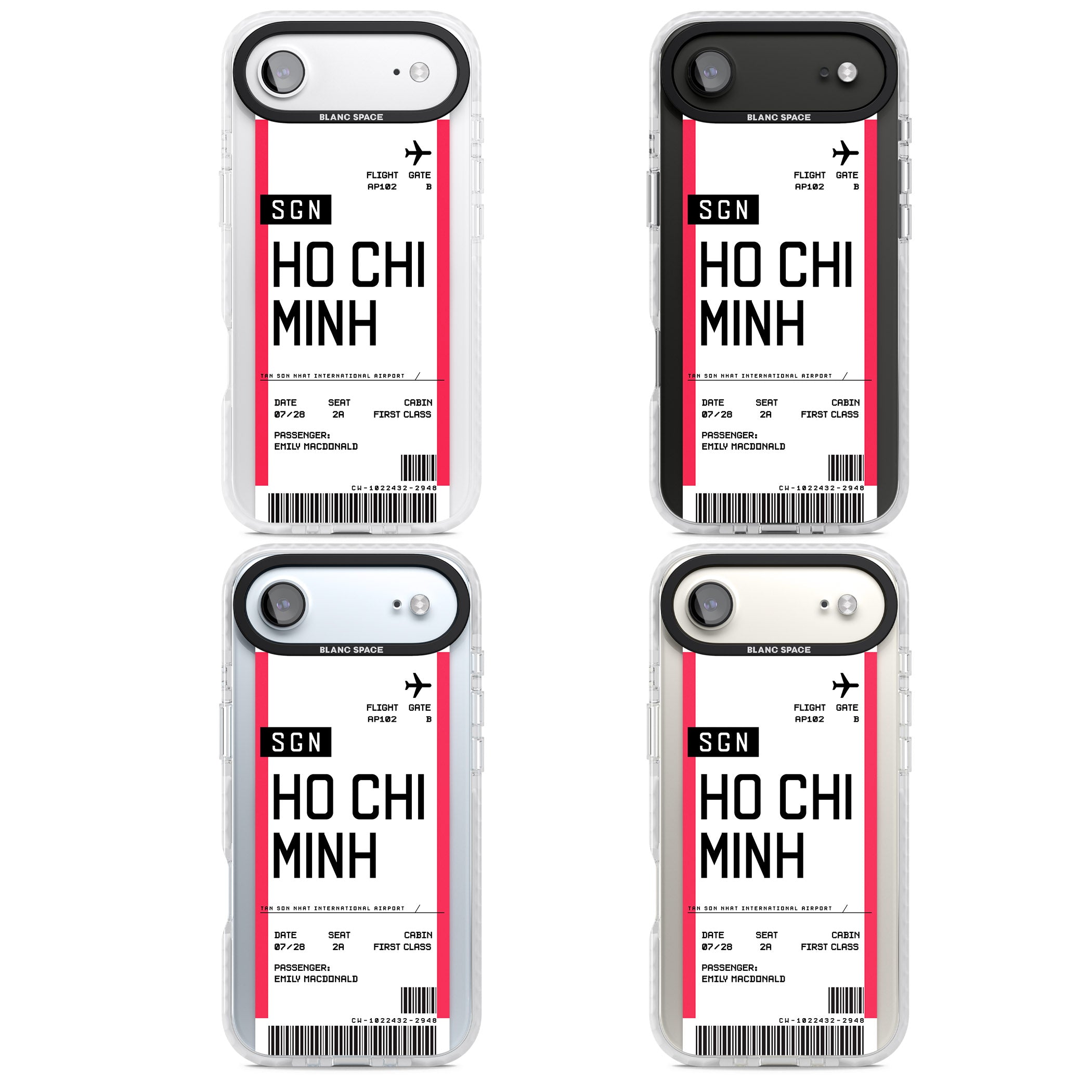 Personalised Ho Chi Minh Boarding Pass iPhone 17 Air Impact Pro Clear Phone Case APT Impact Protection