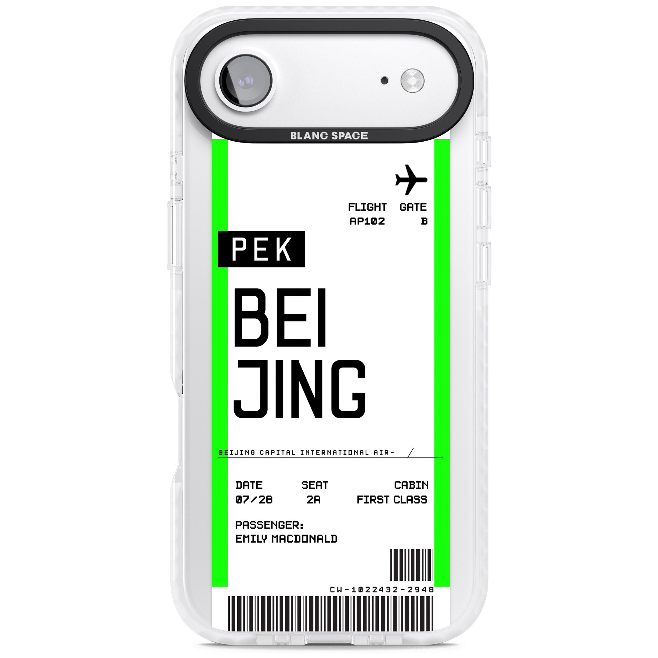 Personalised Beijing Boarding Pass iPhone 17 Air Impact Pro Clear Phone Case