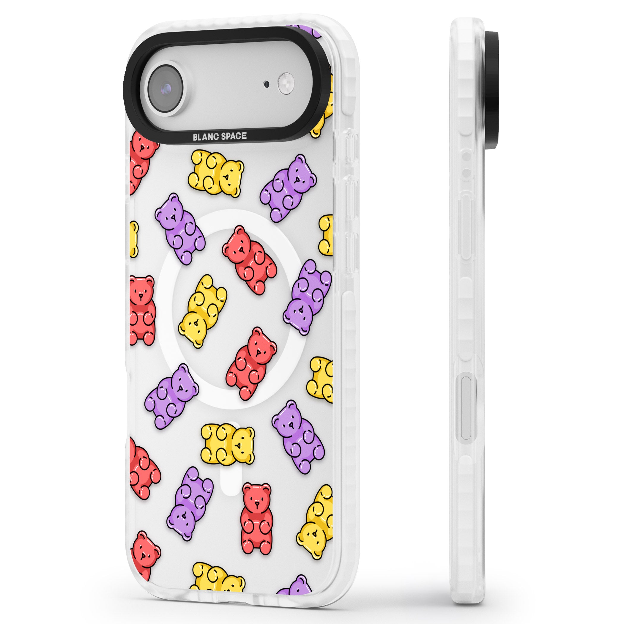 Gummy Bear Pattern iPhone 17 Air Impact Pro Clear Phone Case Side Profile