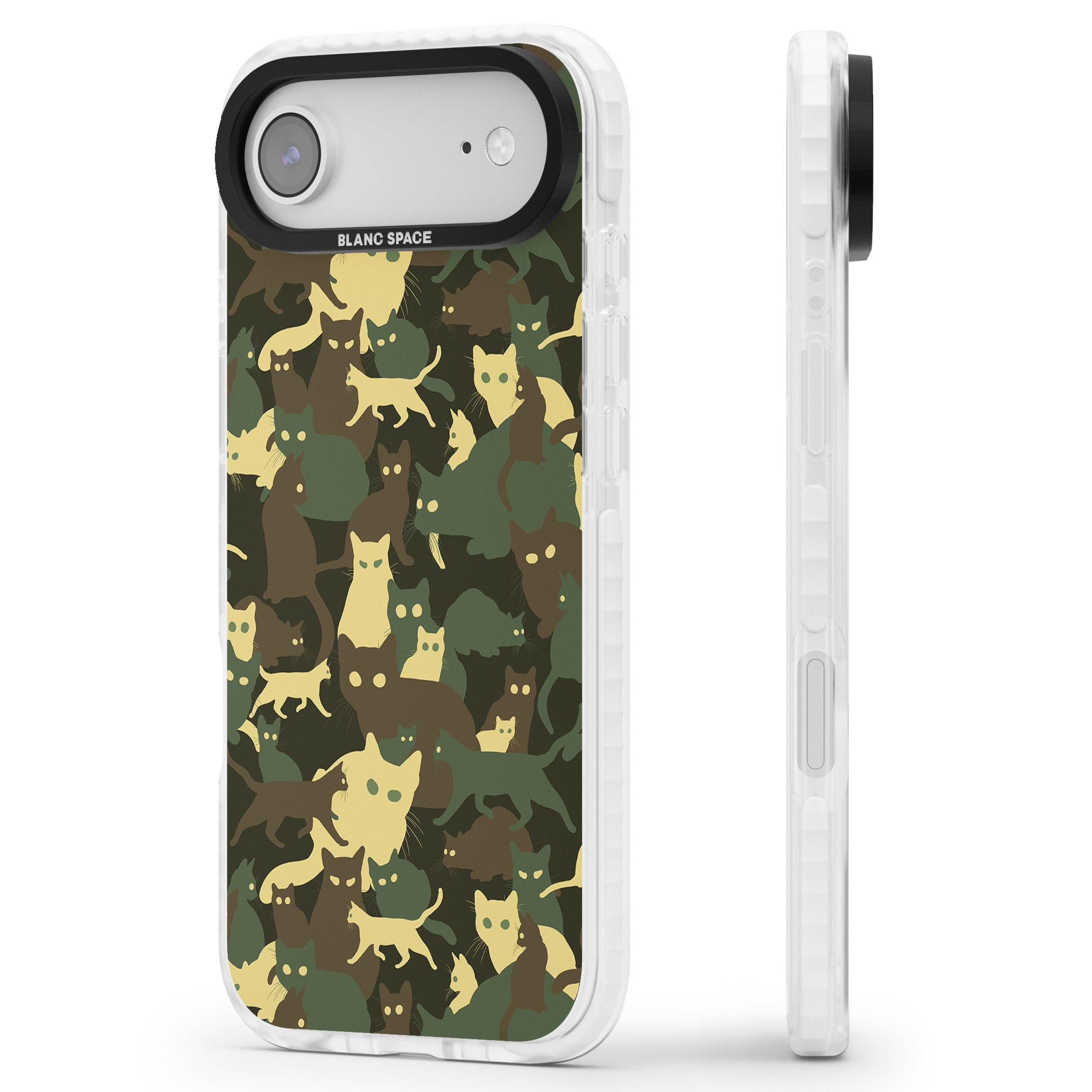 Forest Cat Camo iPhone 17 Air Impact Pro Clear Phone Case Side Profile