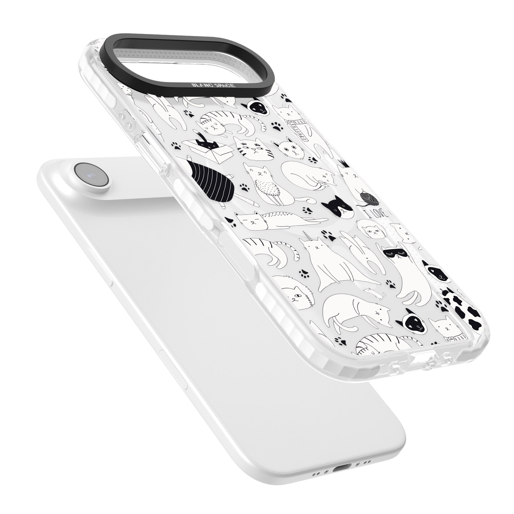 Cartoon Cat Collage Black & White iPhone 17 Air Impact Pro Clear Phone Case Colours