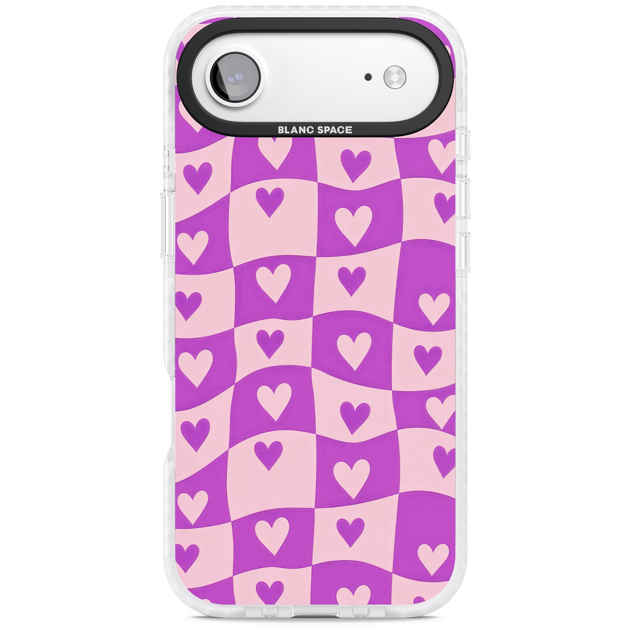Purple Wavy Checked Hearts iPhone 17 Air Impact Pro Clear Phone Case