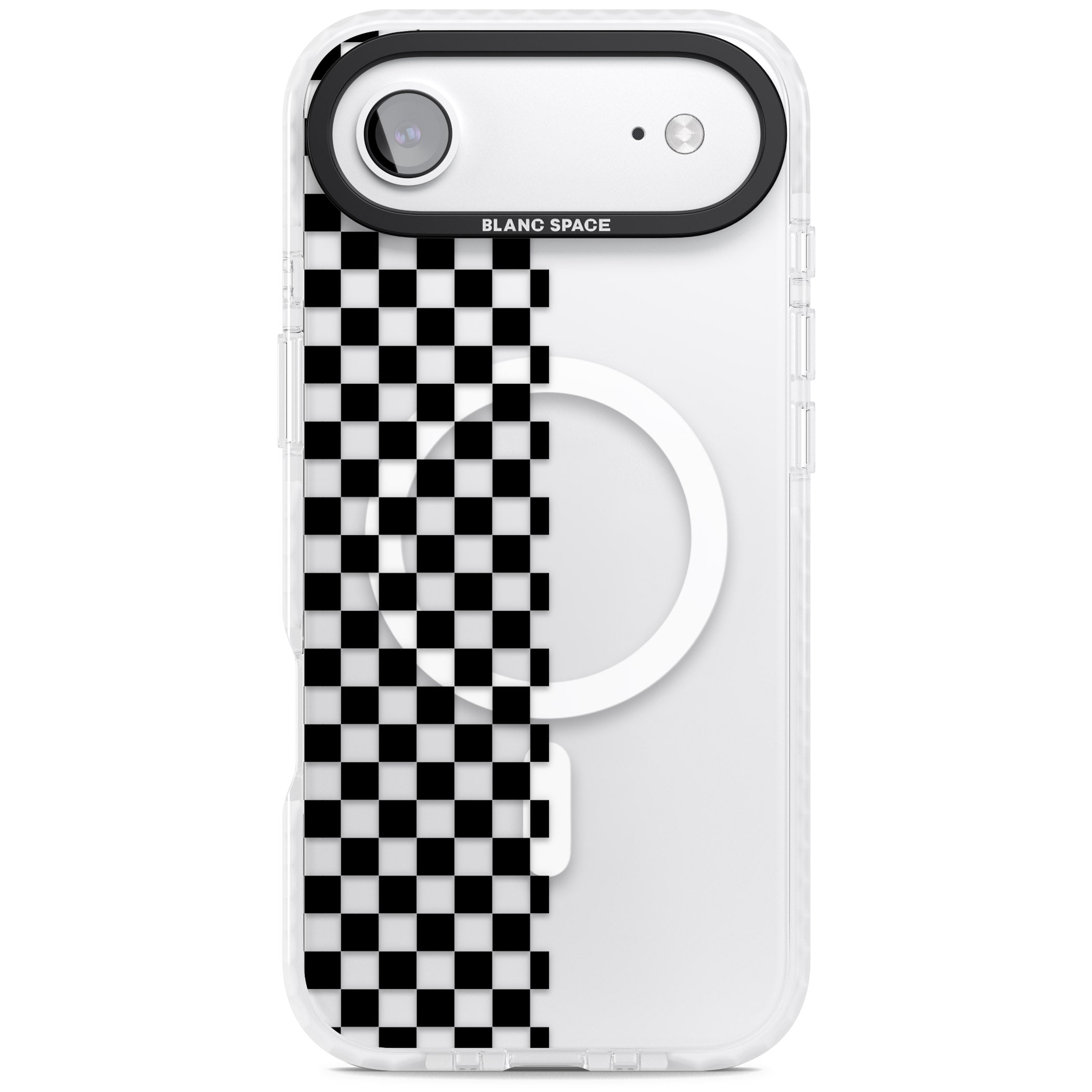 Checker: Half Black Check On Clear iPhone 17 Air Impact Pro Clear Phone Case