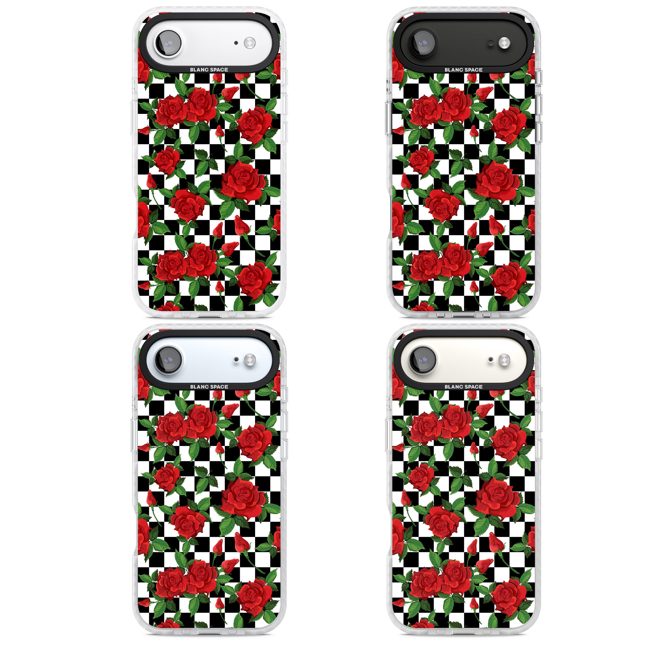 Checkered Roses iPhone 17 Air Impact Pro Clear Phone Case APT Impact Protection