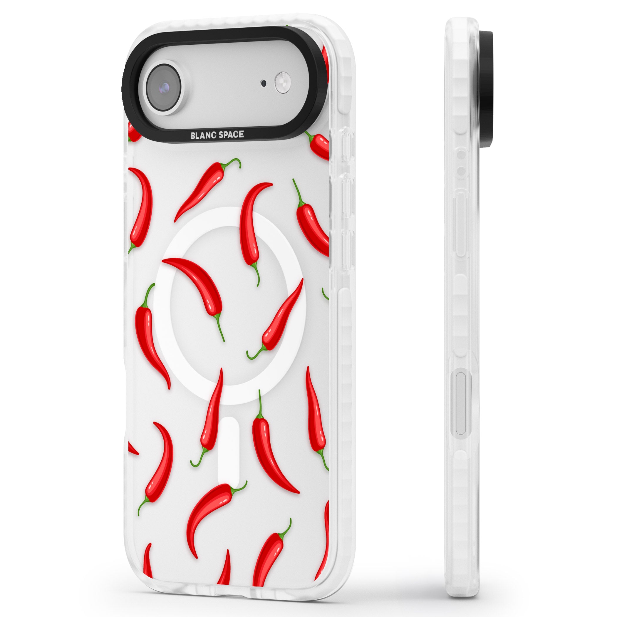 Chilli Pattern iPhone 17 Air Impact Pro Clear Phone Case Side Profile