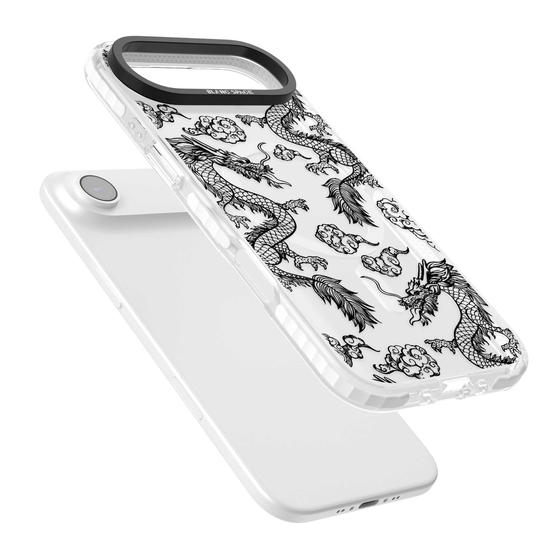Black Dragon Pattern iPhone 17 Air Impact Pro Clear Phone Case Colours