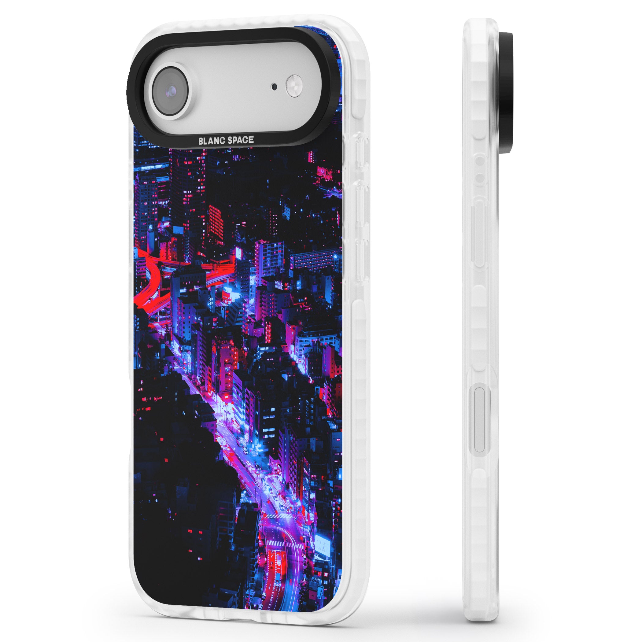 Neon Cityscape iPhone 17 Air Impact Pro Clear Phone Case Side Profile