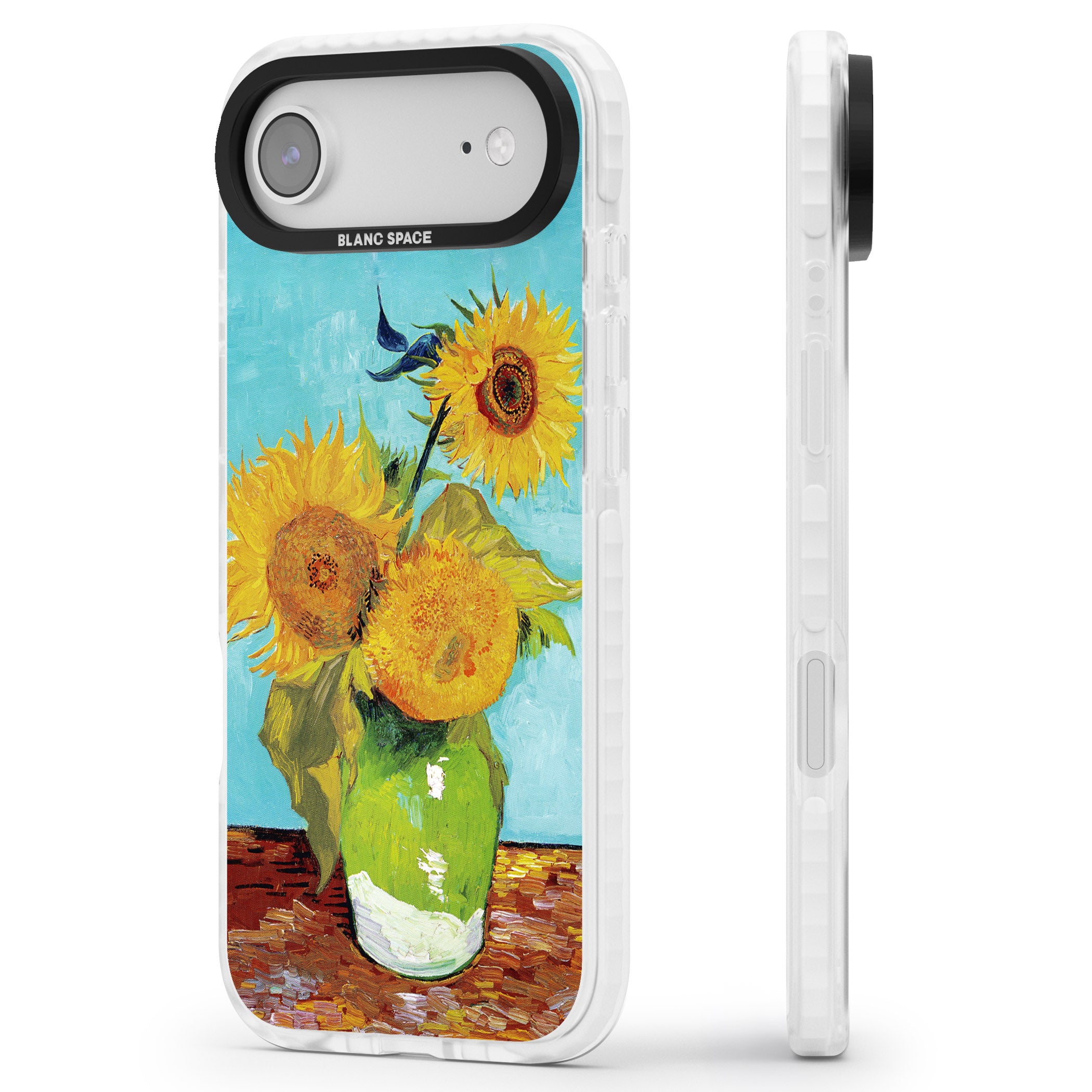 Vase With Three Sunflowers iPhone 17 Air Impact Pro Clear Phone Case Side Profile