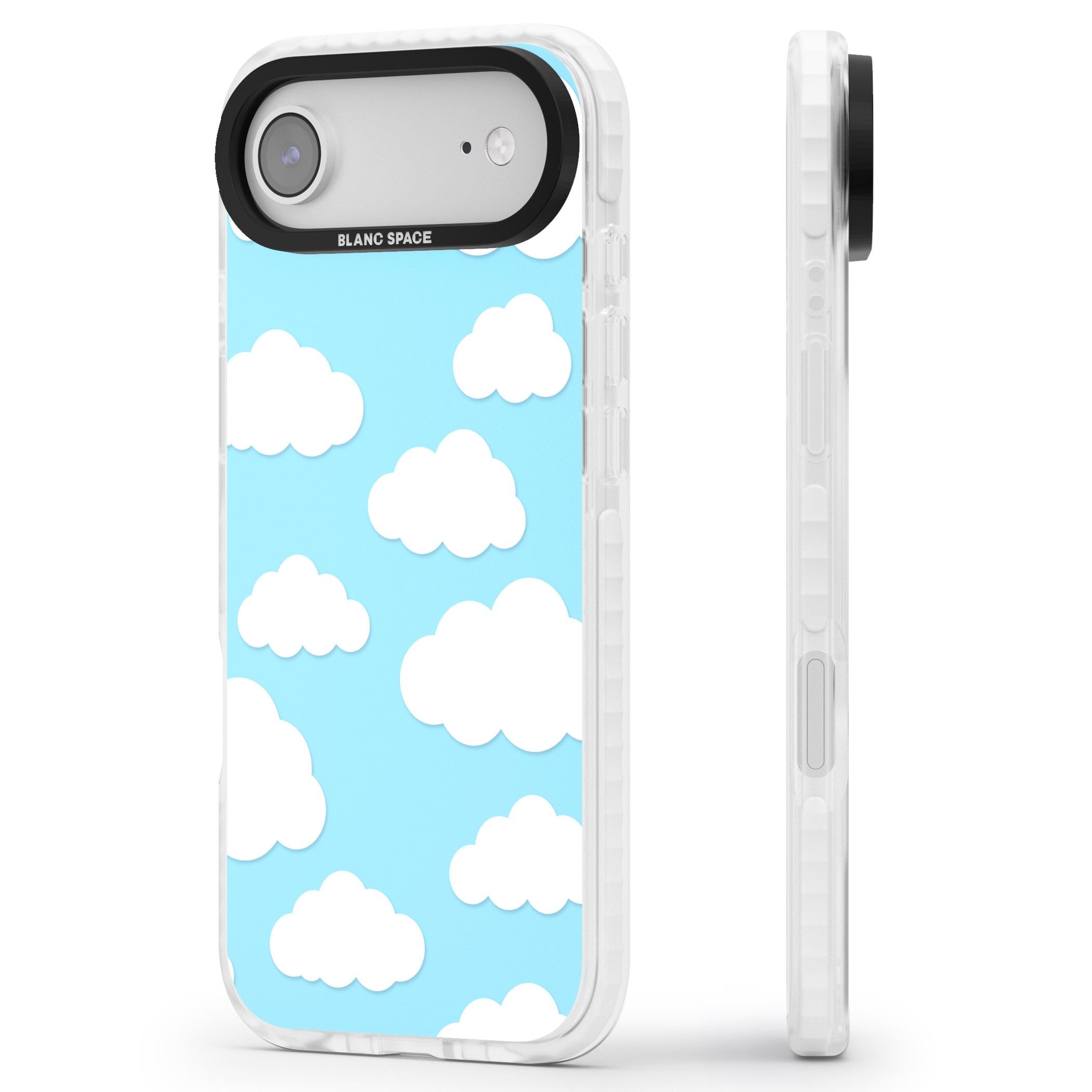 Blue Sky & Clouds Pattern iPhone 17 Air Impact Pro Clear Phone Case Side Profile