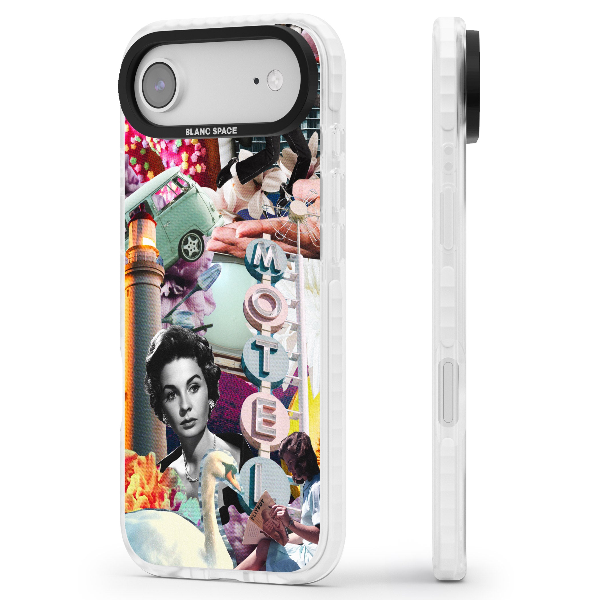 Retro Motel Collage iPhone 17 Air Impact Pro Clear Phone Case Side Profile