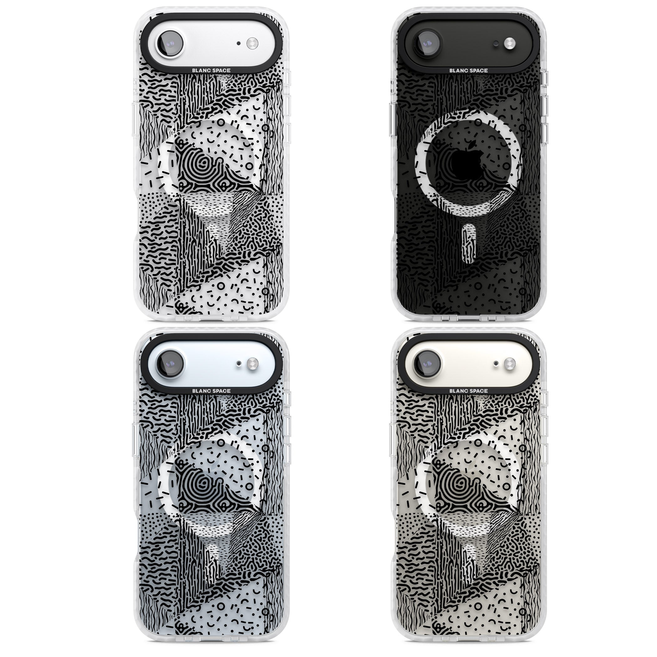 Monochrome Pattern iPhone 17 Air Impact Pro Clear Phone Case APT Impact Protection