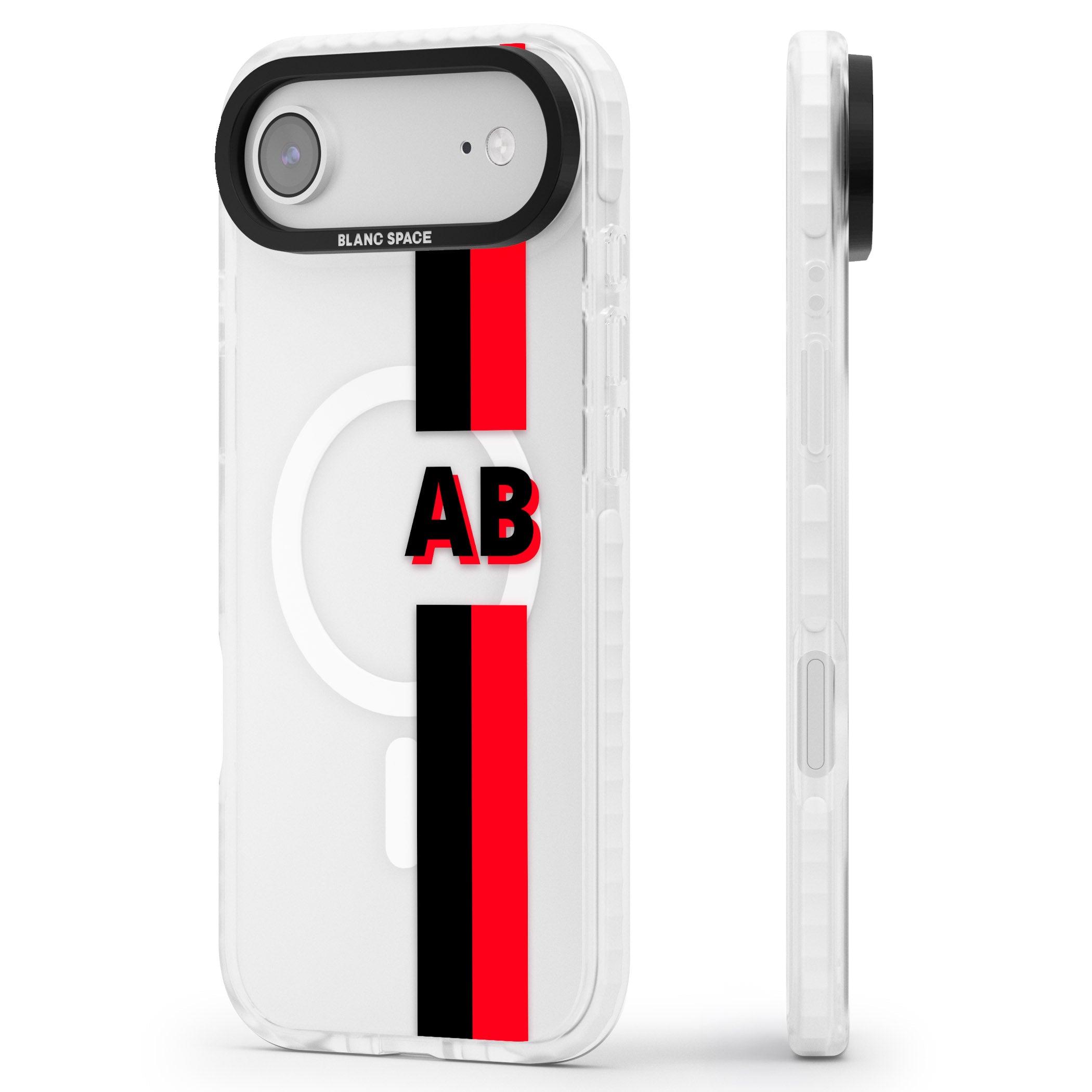Personalised Bold Stripe iPhone 17 Air Impact Pro Clear Phone Case Side Profile