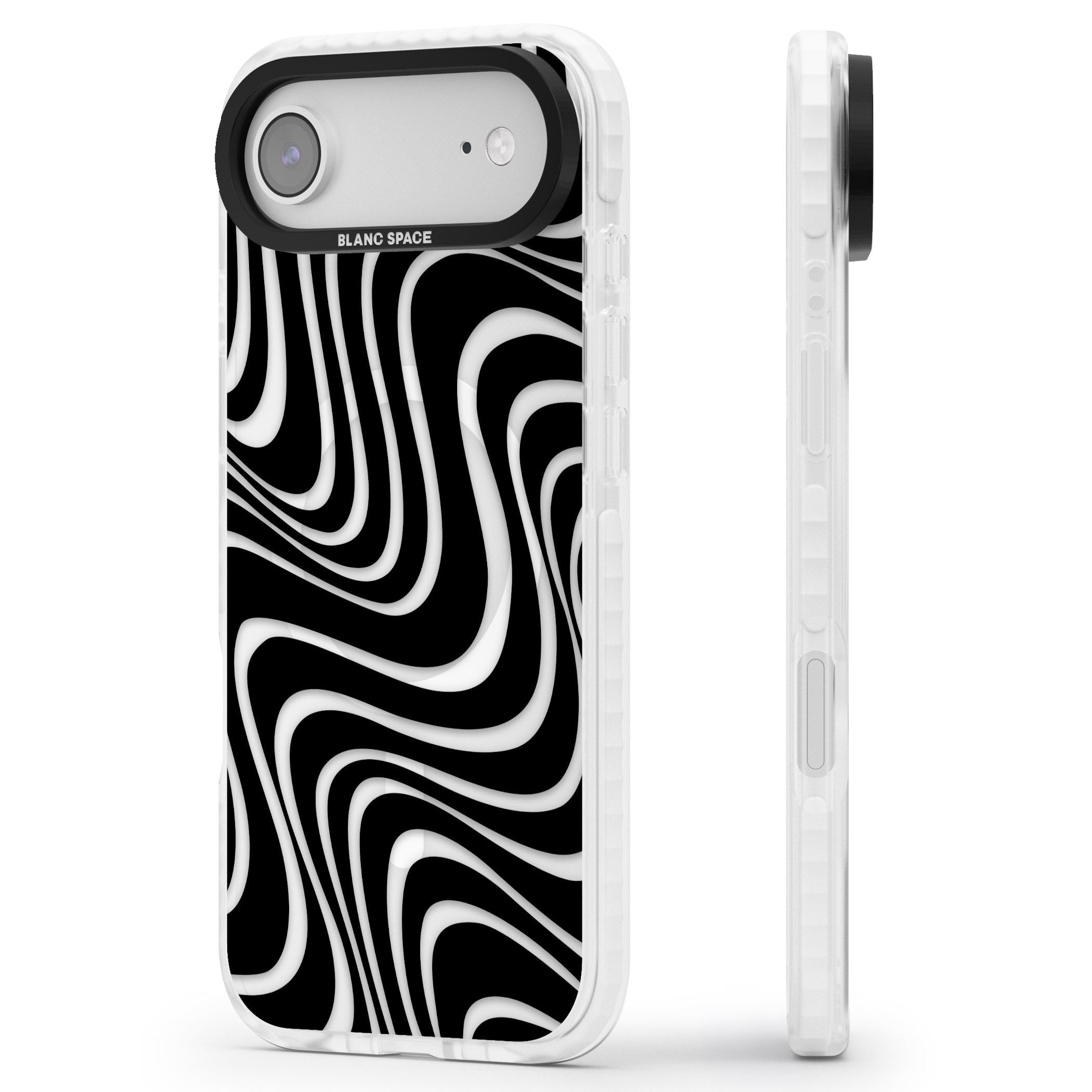 Abstract Waves iPhone 17 Air Impact Pro Clear Phone Case Side Profile