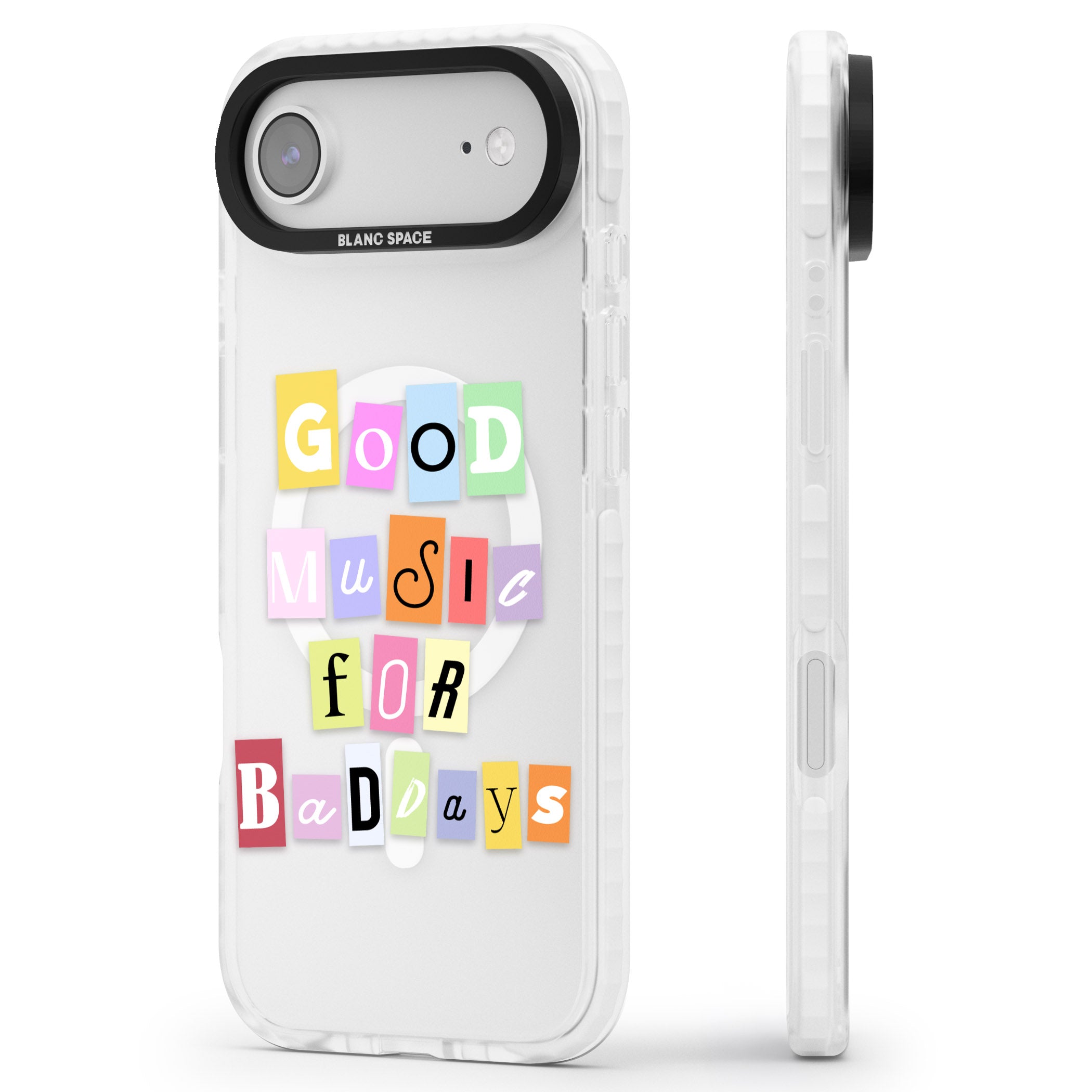 Good Music For Bad Days iPhone 17 Air Impact Pro Clear Phone Case Side Profile