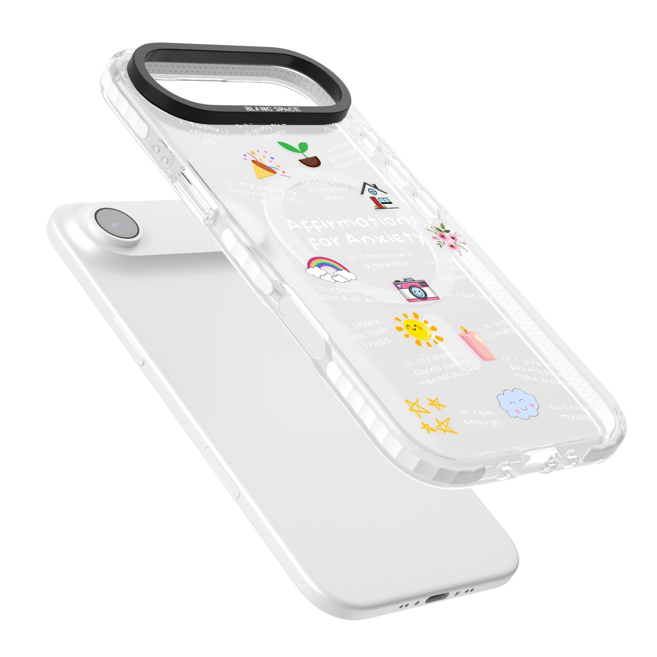 Anxiety White Text iPhone 17 Air Impact Pro Clear Phone Case Colours