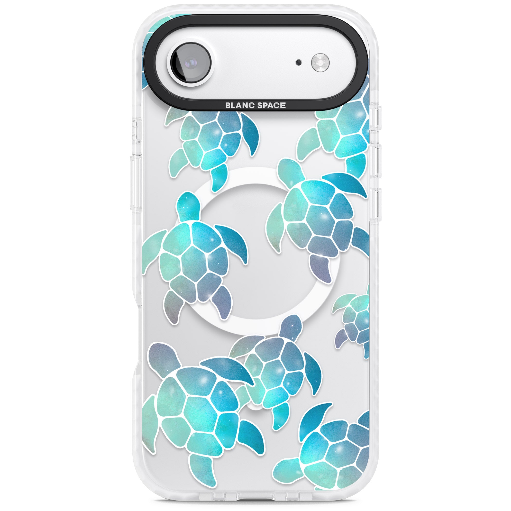 Aqua Space Turtles iPhone 17 Air Impact Pro Clear Phone Case