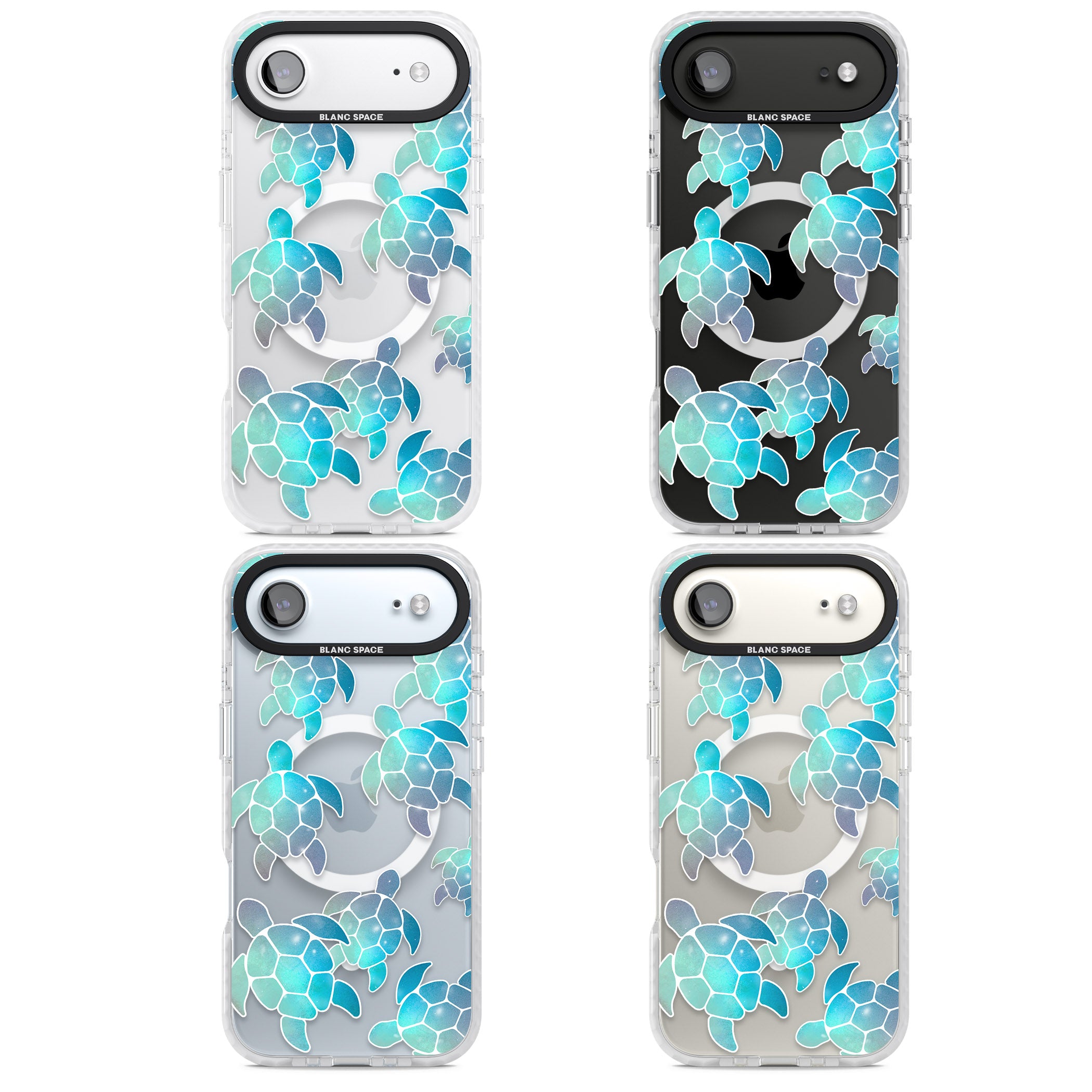 Aqua Space Turtles iPhone 17 Air Impact Pro Clear Phone Case APT Impact Protection
