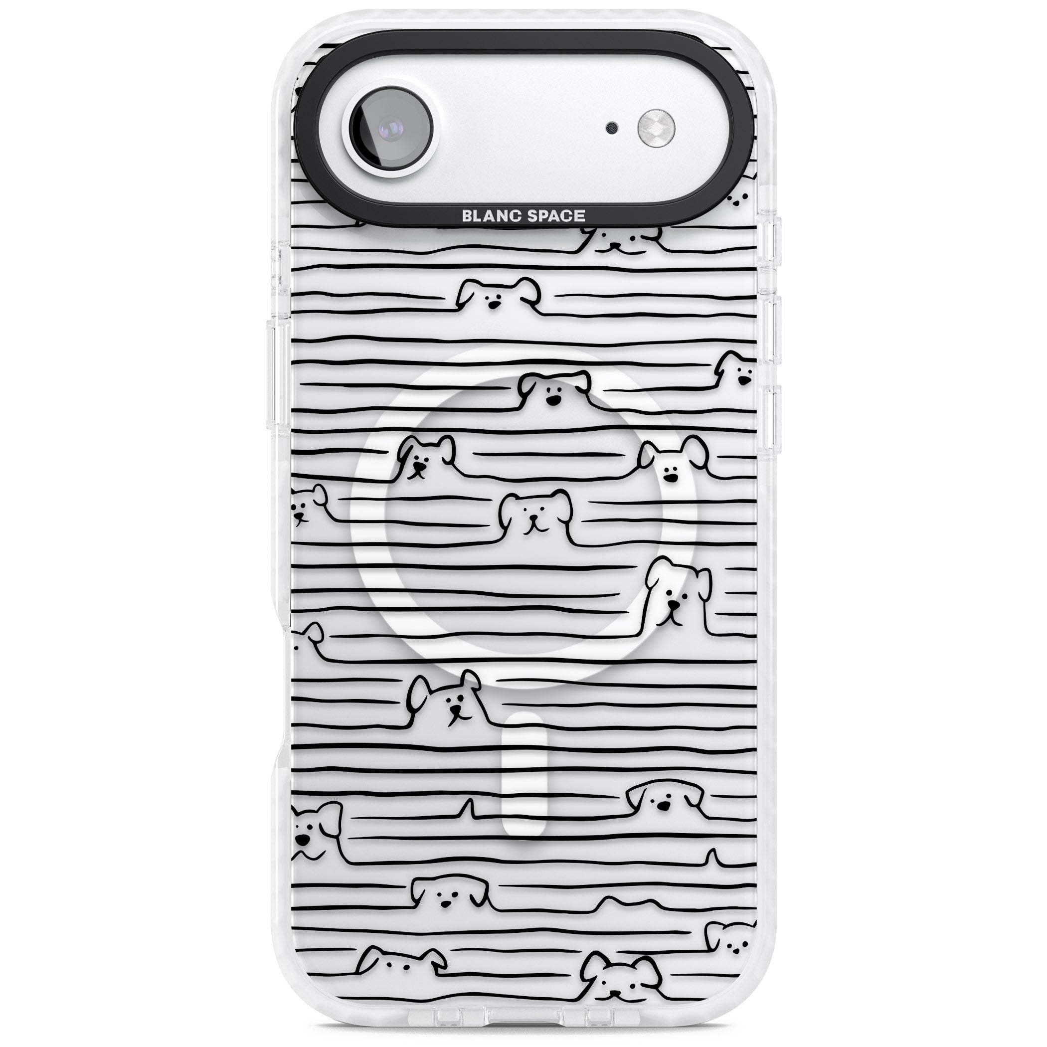 Dog Line Art Black iPhone 17 Air Impact Pro Clear Phone Case