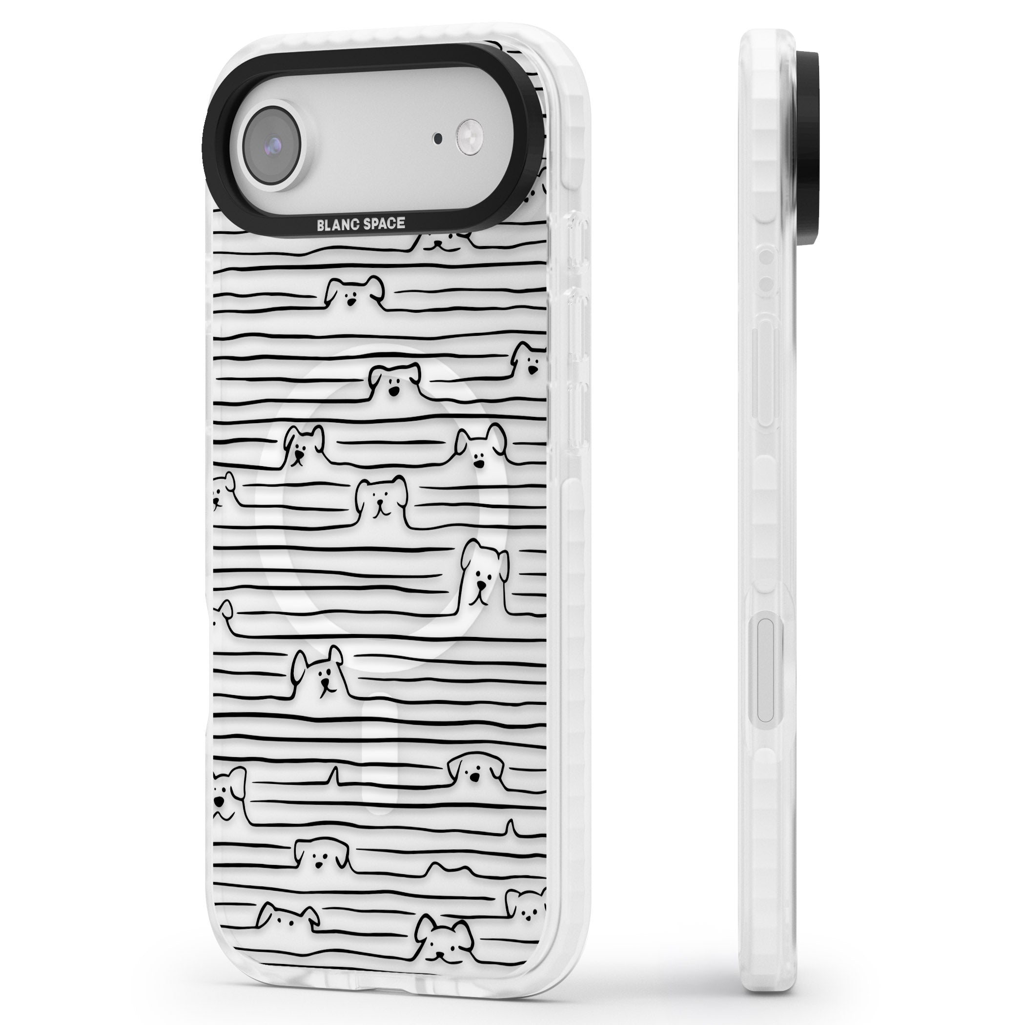 Dog Line Art Black iPhone 17 Air Impact Pro Clear Phone Case Side Profile