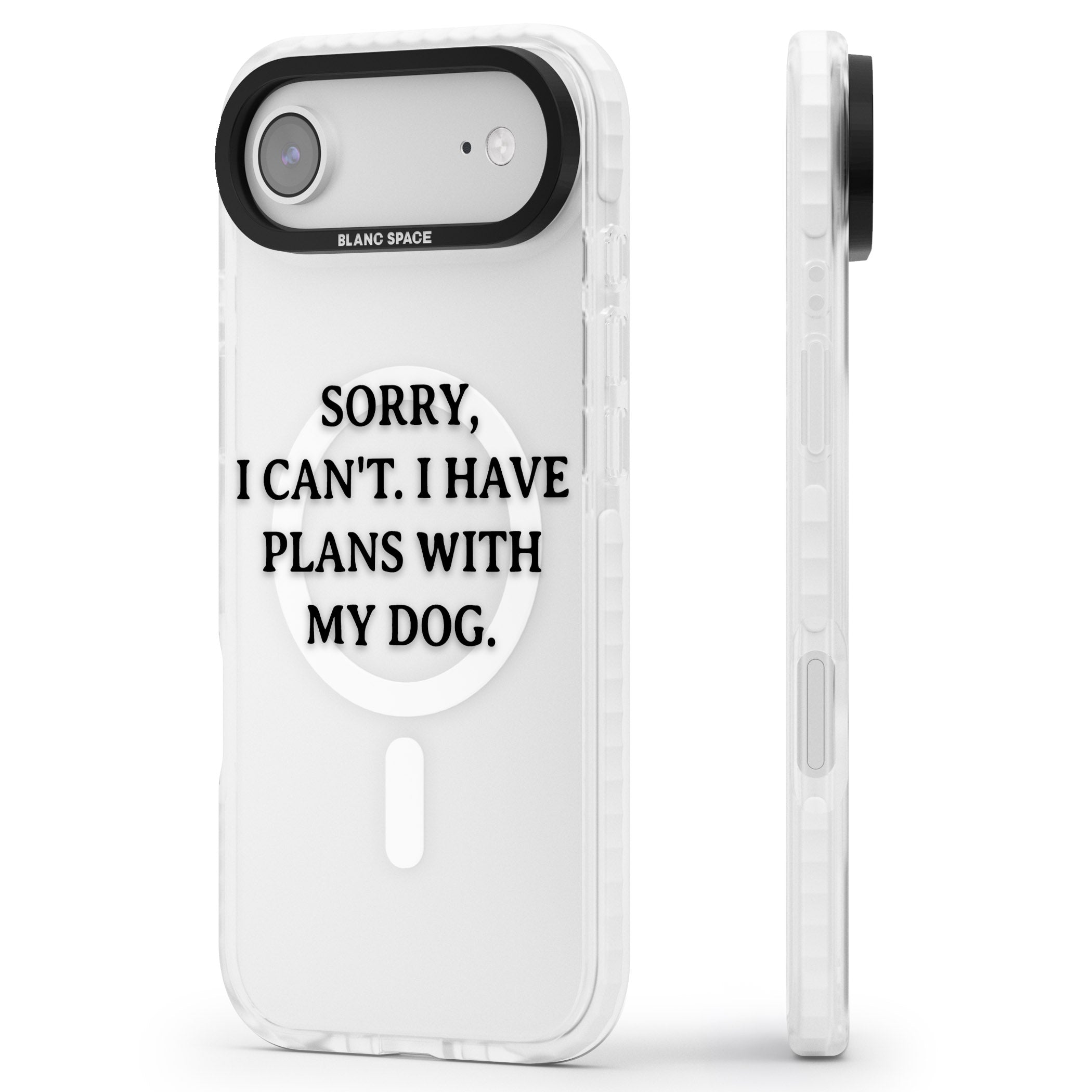 I Have Plans With My Dog iPhone 17 Air Impact Pro Clear Phone Case Side Profile