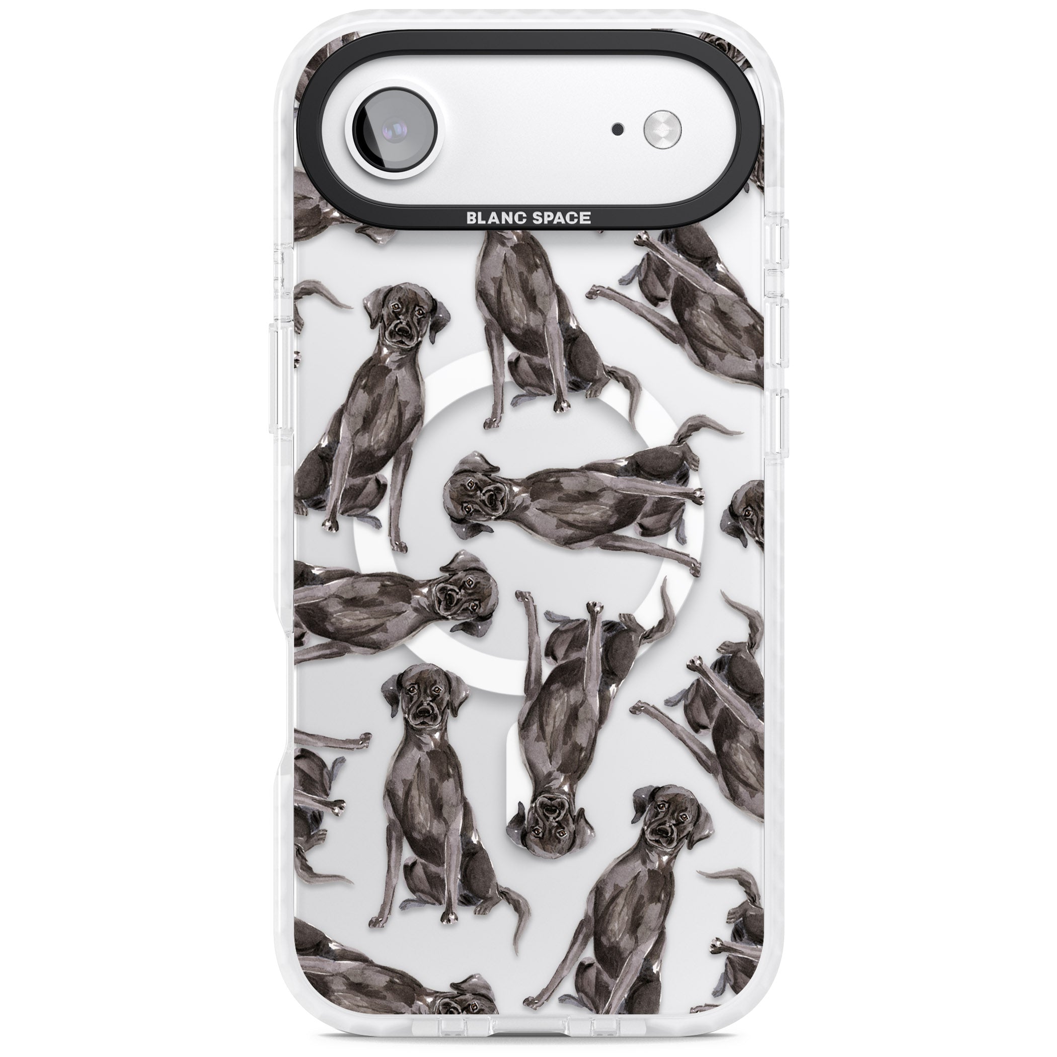 Black Labrador Watercolor Pattern iPhone 17 Air Impact Pro Clear Phone Case