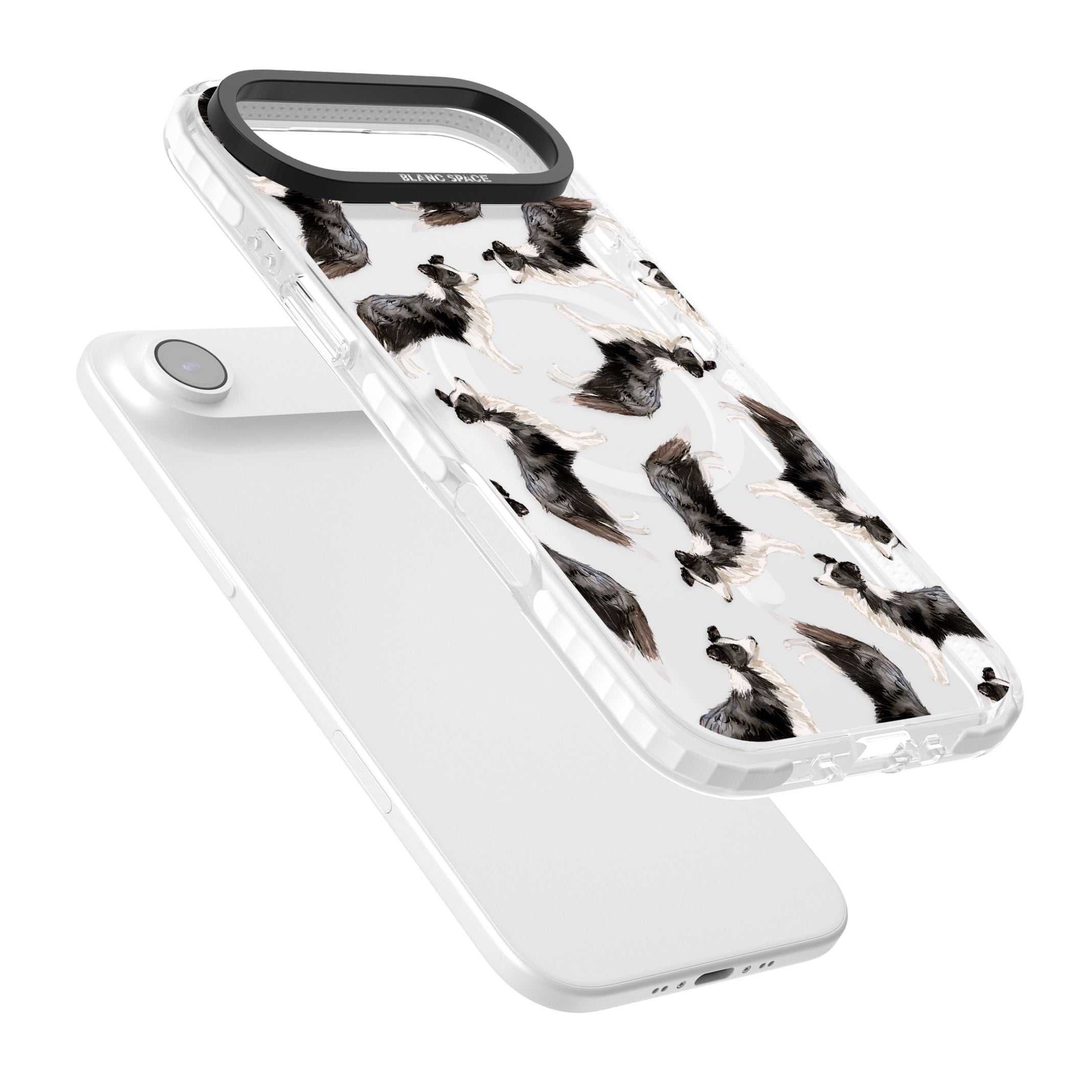 Border Collie Pattern Watercolour iPhone 17 Air Impact Pro Clear Phone Case Colours