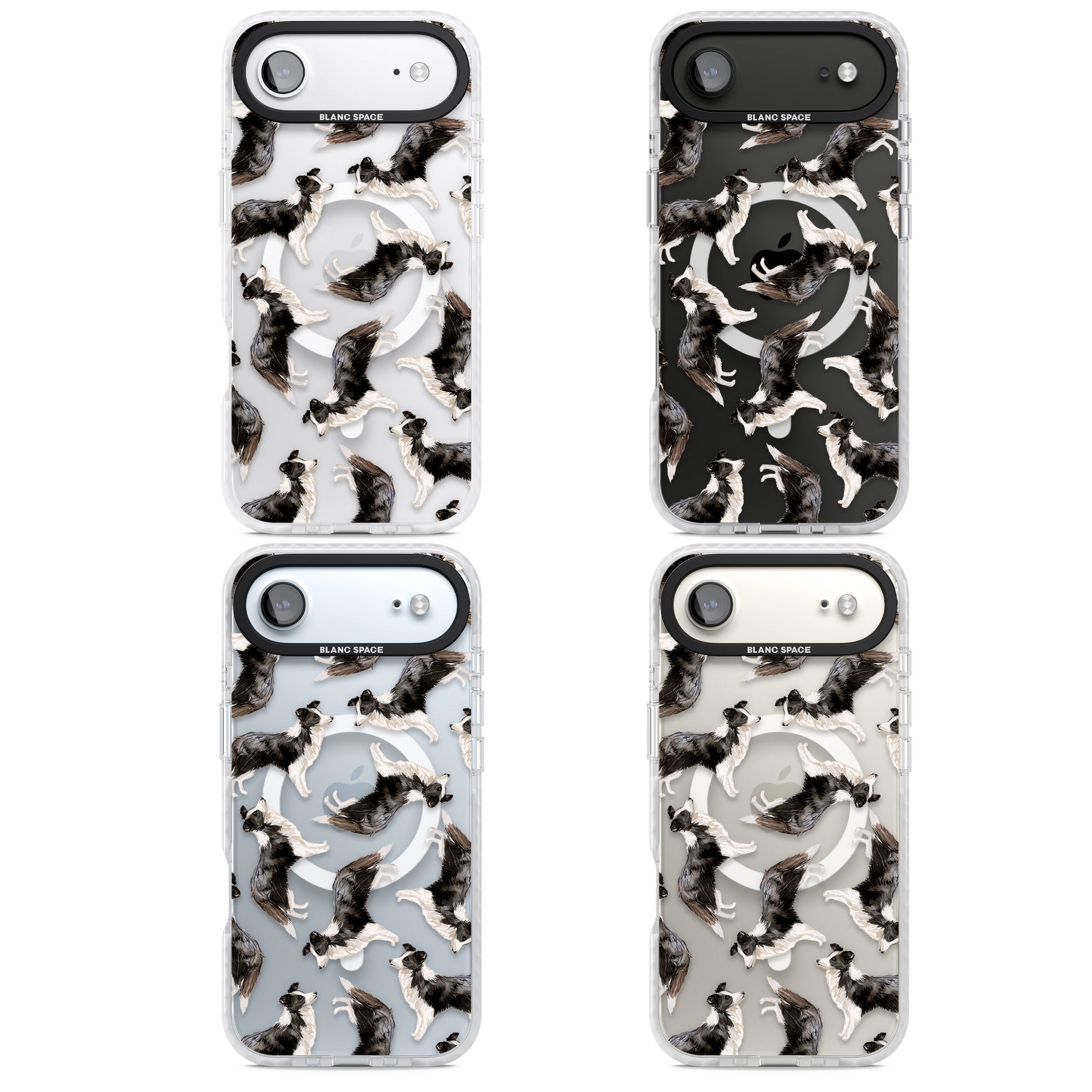 Border Collie Pattern Watercolour iPhone 17 Air Impact Pro Clear Phone Case APT Impact Protection