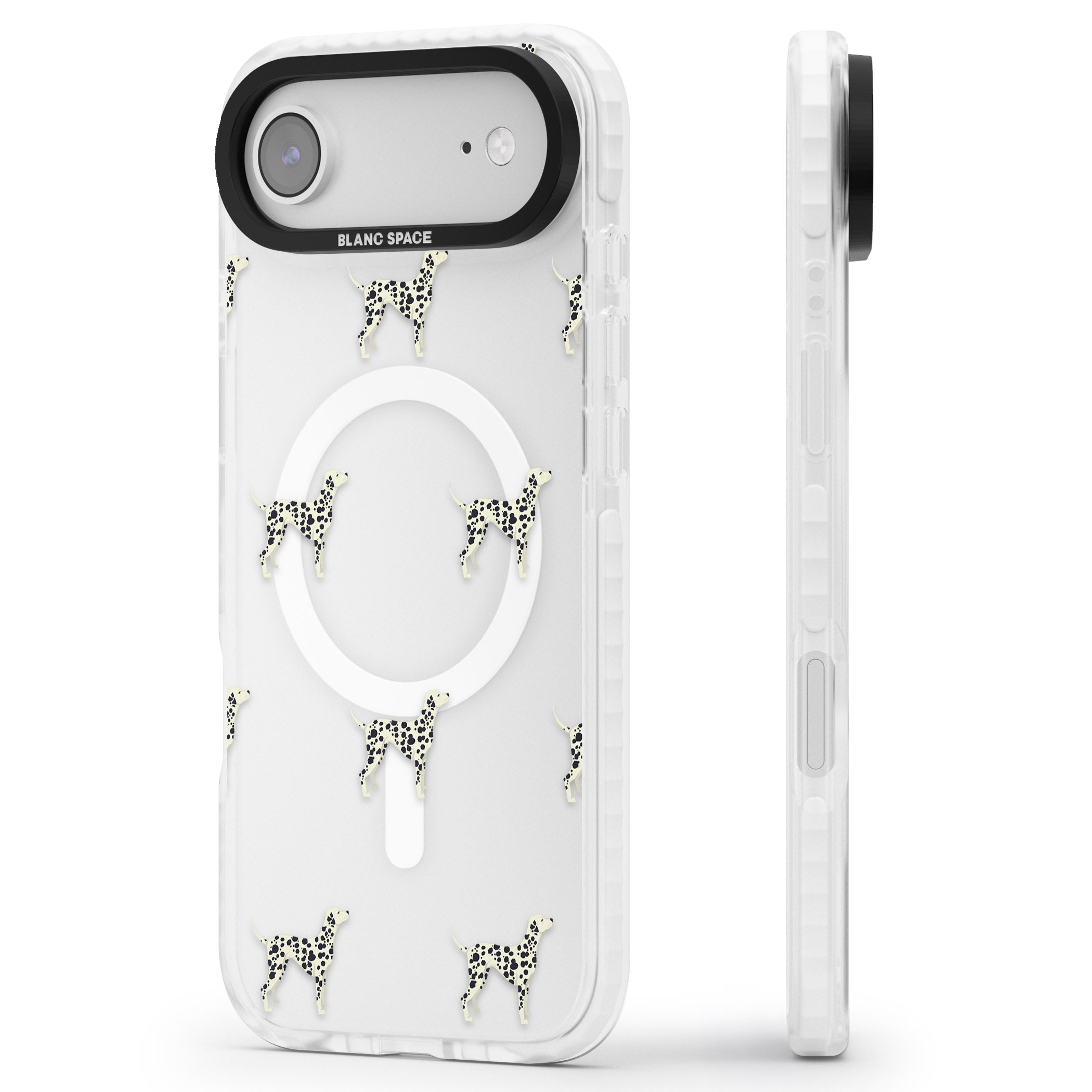 Dalmatian Dog Pattern iPhone 17 Air Impact Pro Clear Phone Case Side Profile