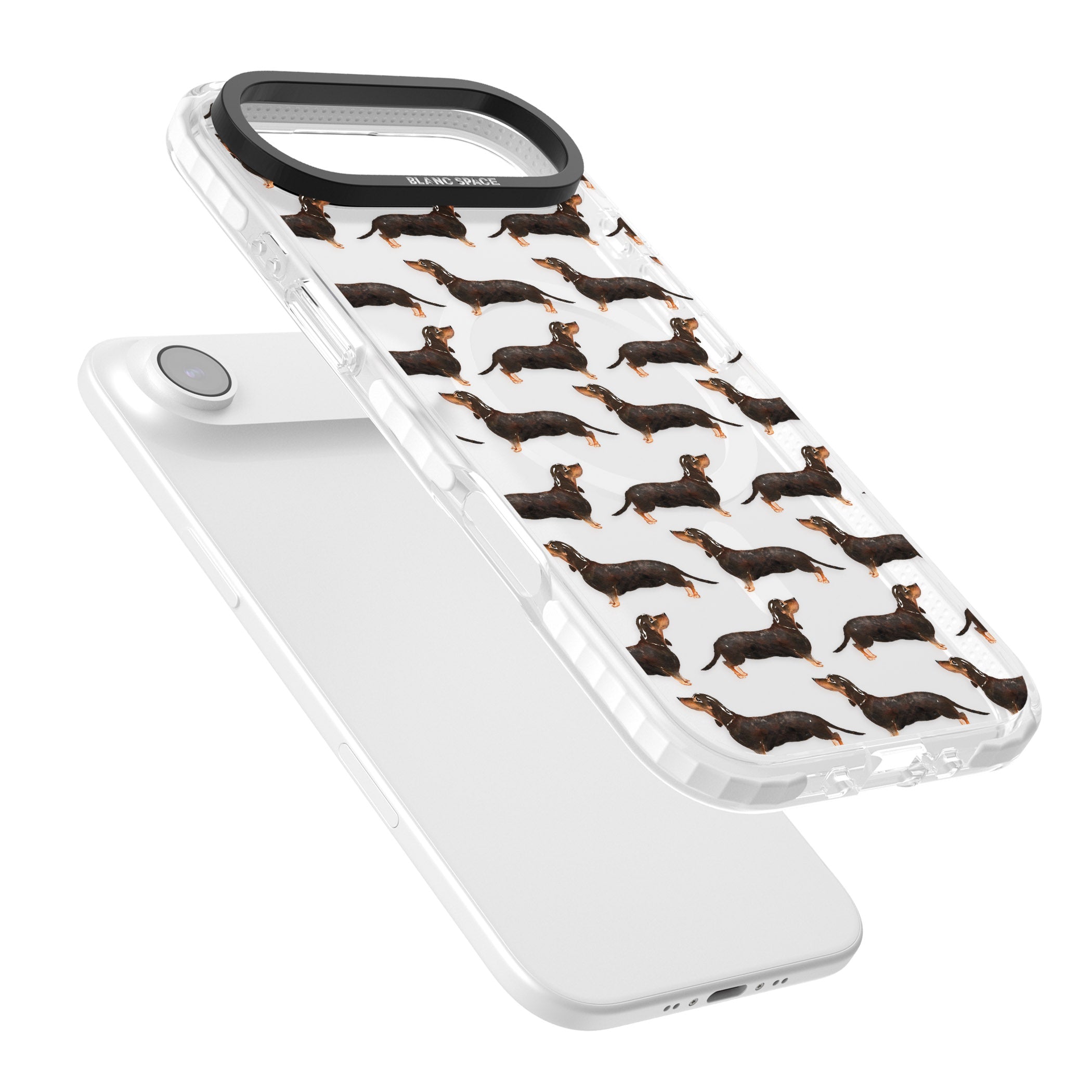 Dachshund Pattern Black Tan iPhone 17 Air Impact Pro Clear Phone Case Colours