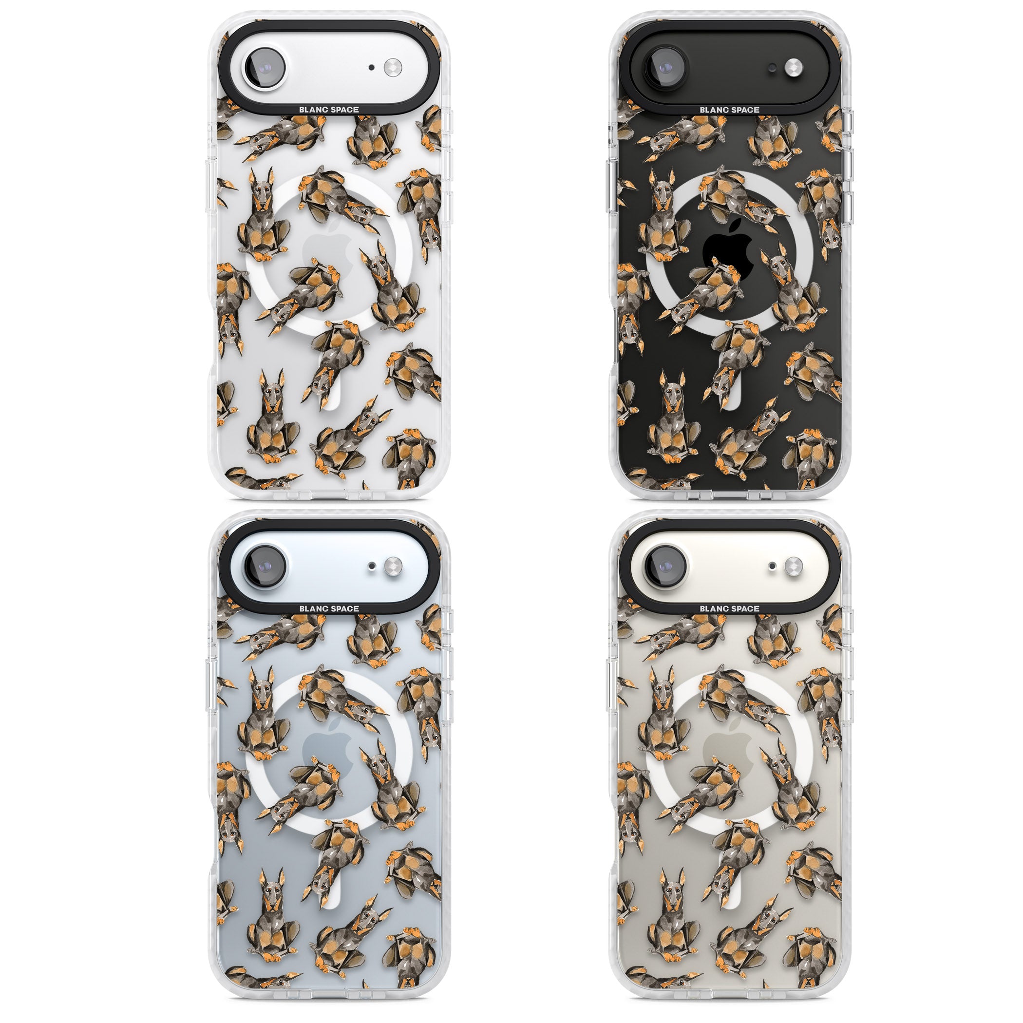 Doberman Watercolor Dog iPhone 17 Air Impact Pro Clear Phone Case APT Impact Protection